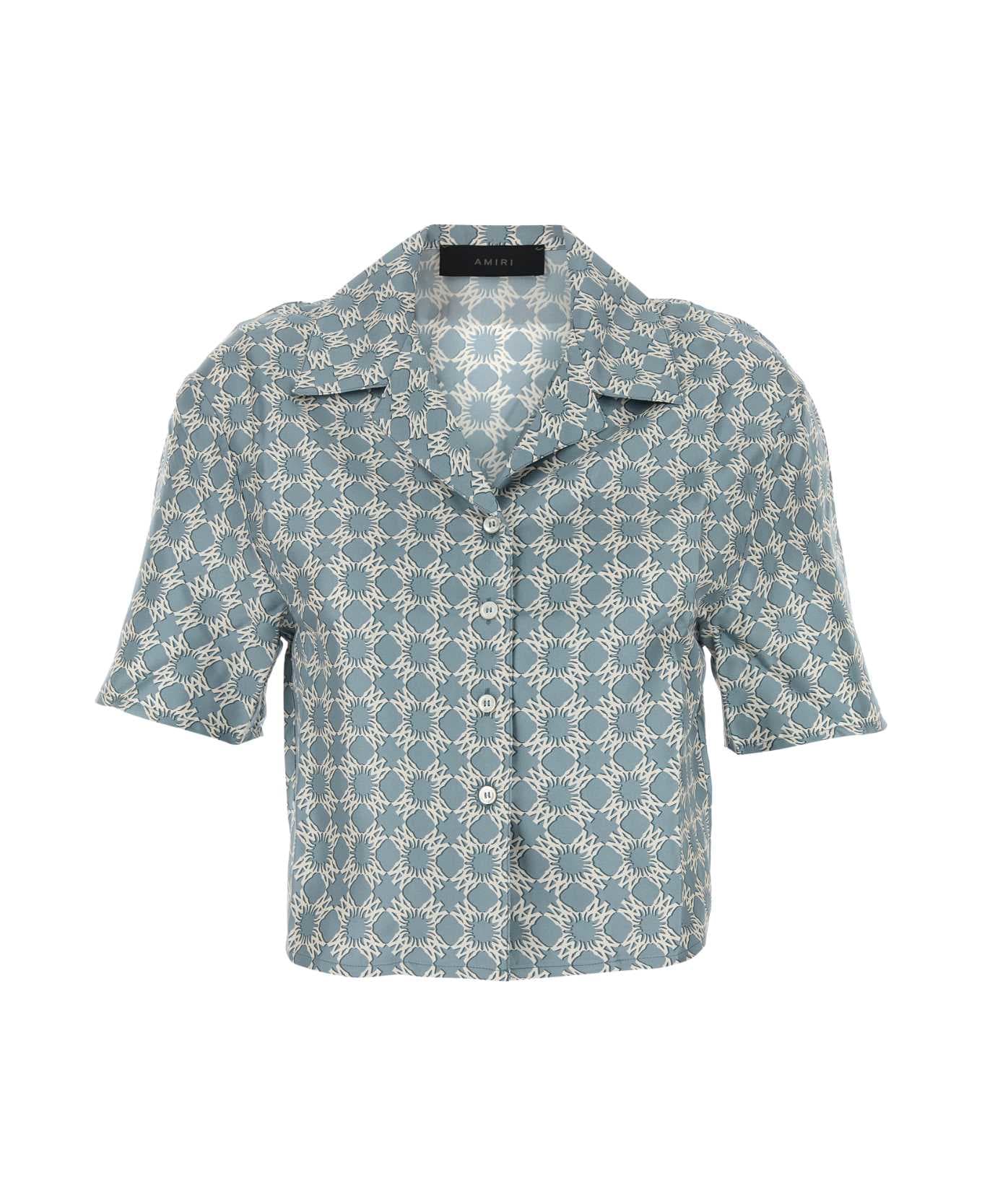 AMIRI Printed Silk Shirt - DUSTYBLUE