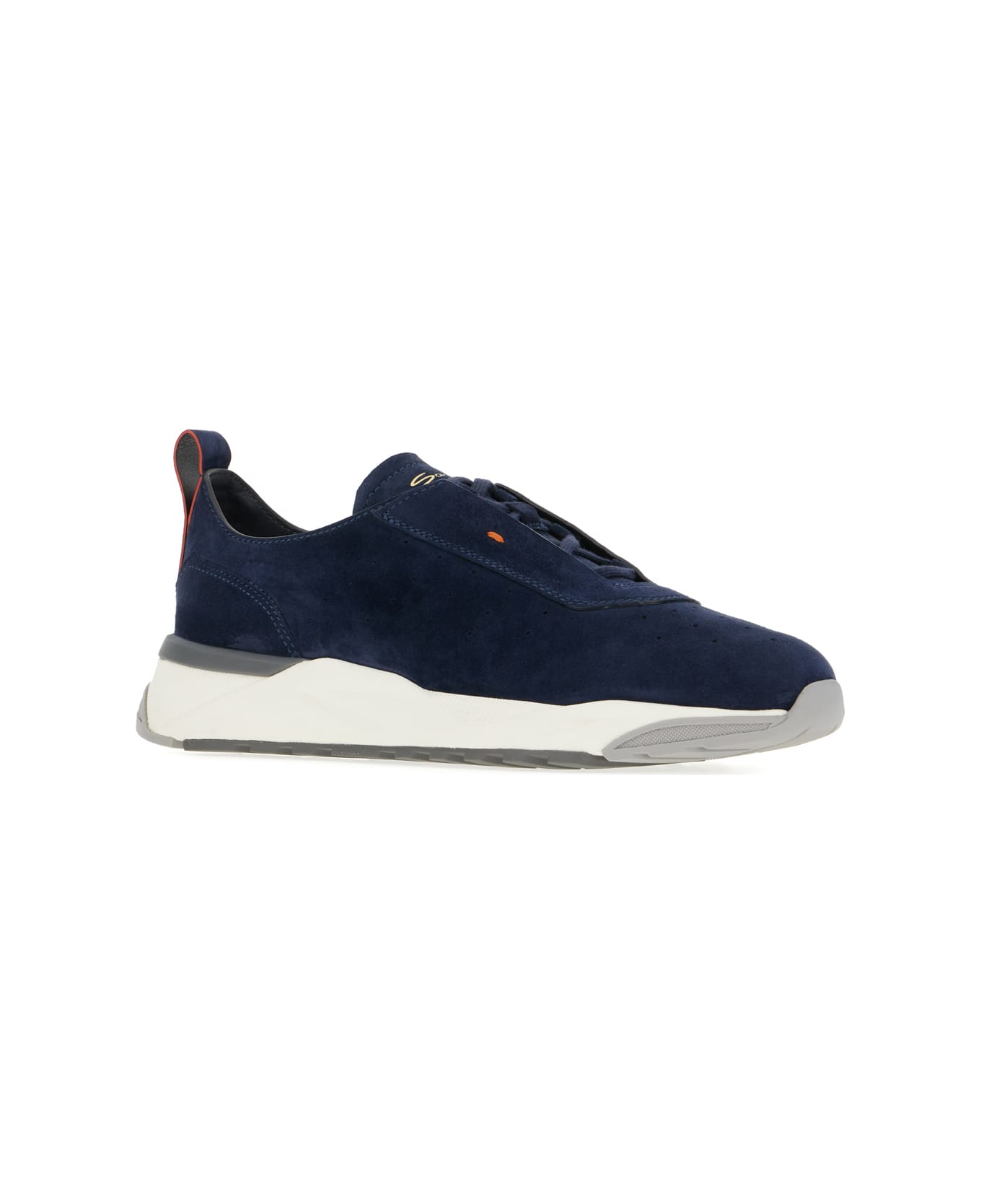Santoni Navy Blue Suede Sneakers - BLUE