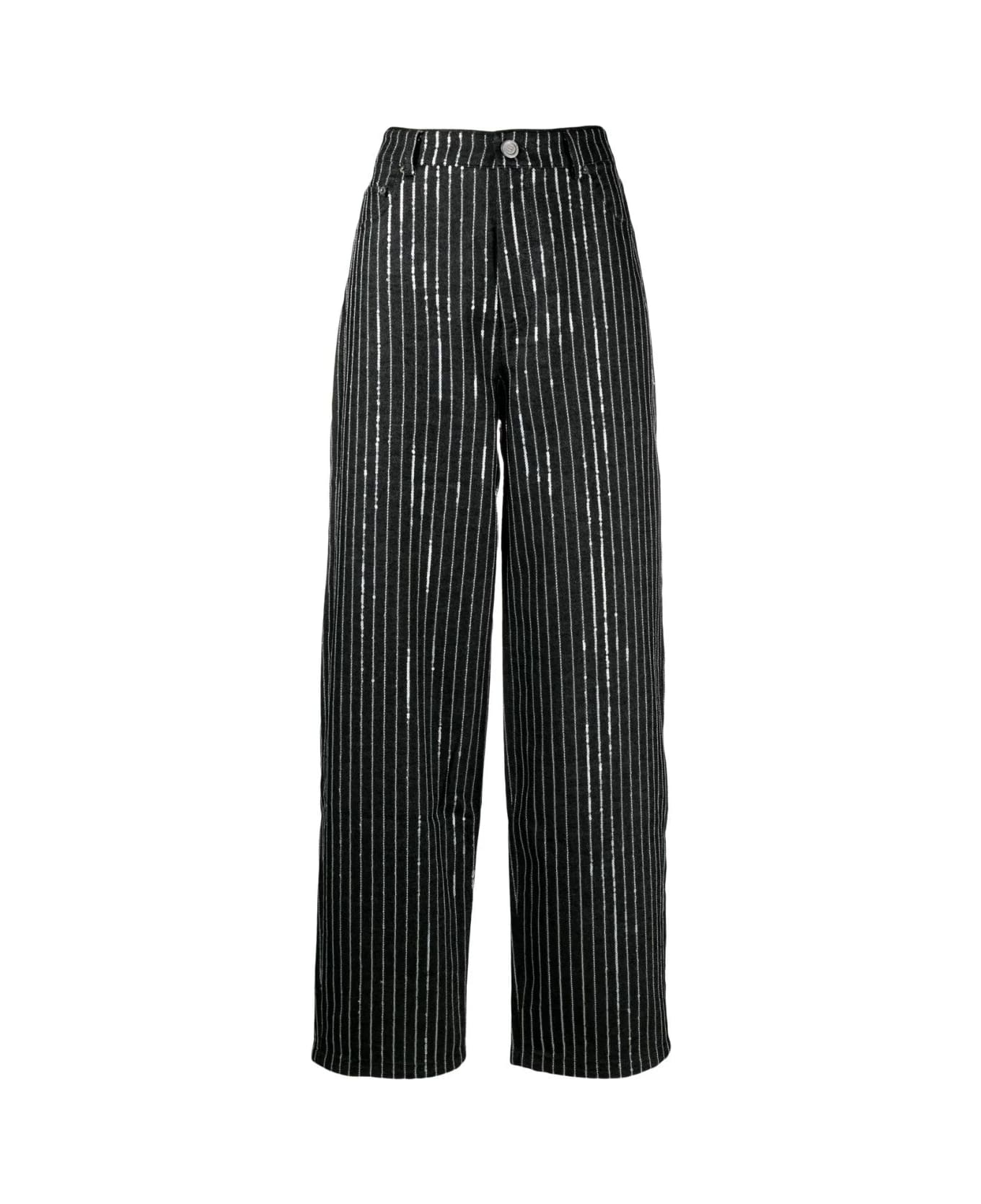 Rotate by Birger Christensen Sequin Twill Wide Pants - Black