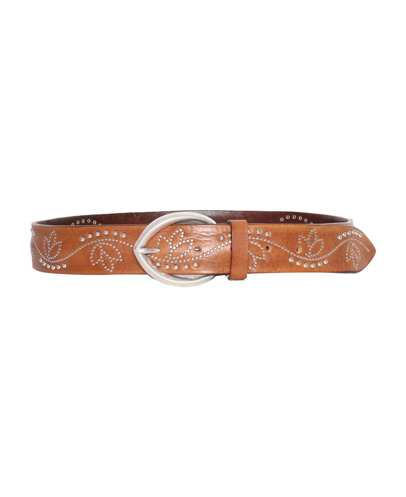 Orciani Leather Belt With Studs - BROWN