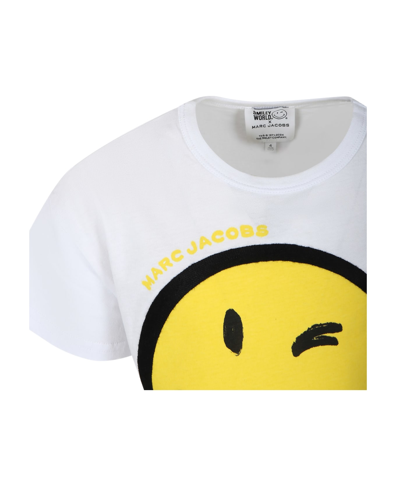 Marc Jacobs White T-shirt For Girl With Smiley And Logo - Bianco