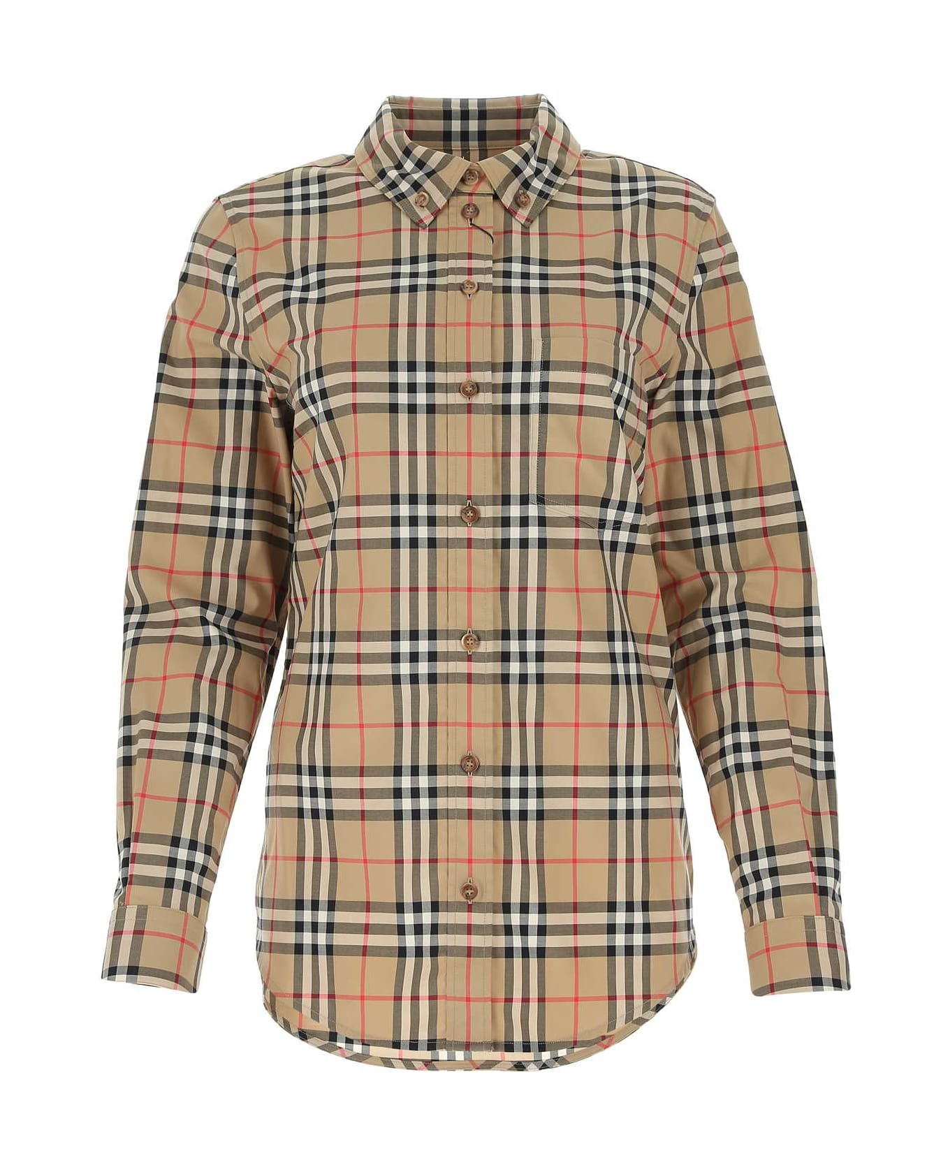 Burberry Embroidered Stretch Polyester Poplin Shirt - A7028