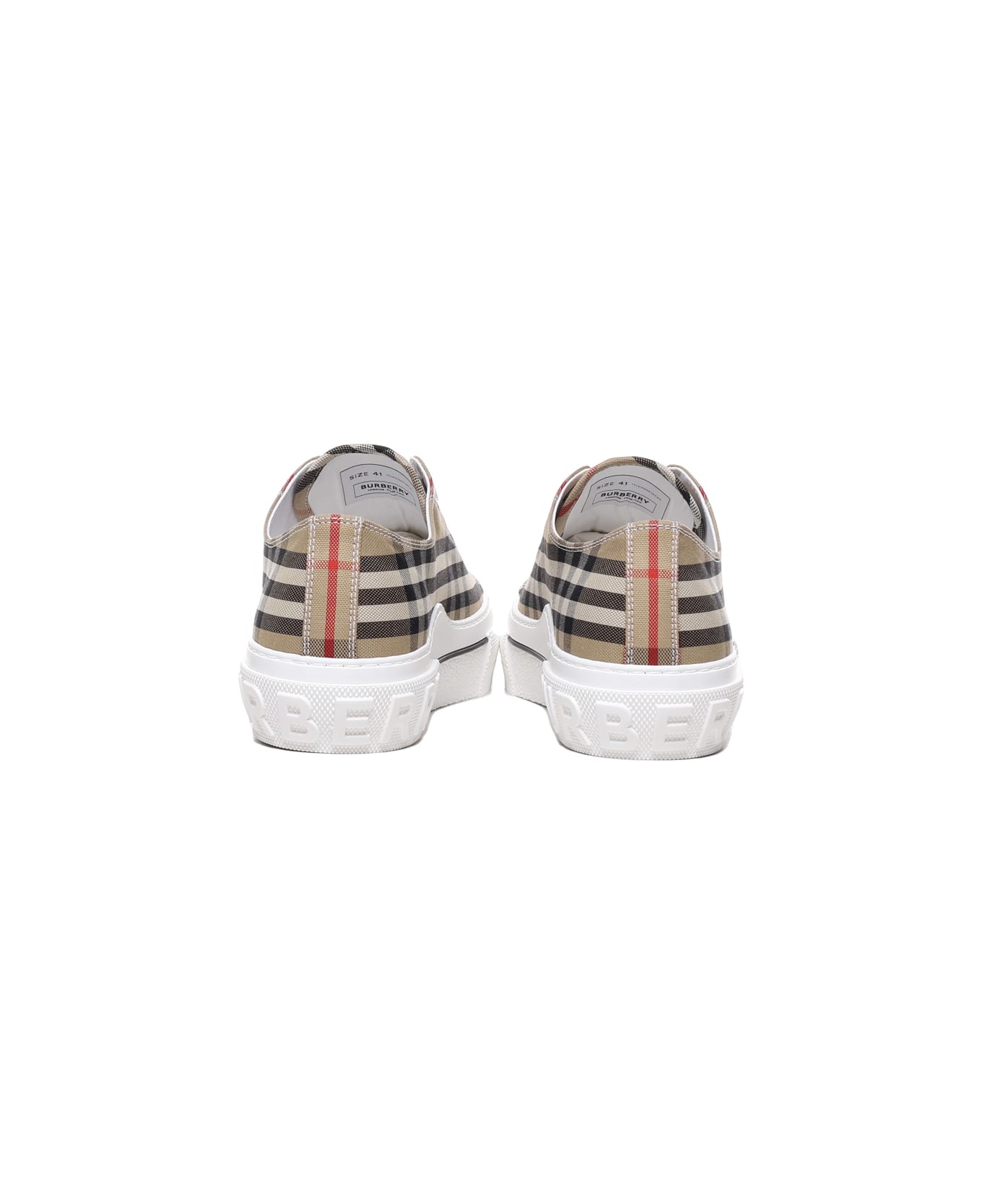 Burberry Cotton Sneaker With Vintage Check Pattern - Beige