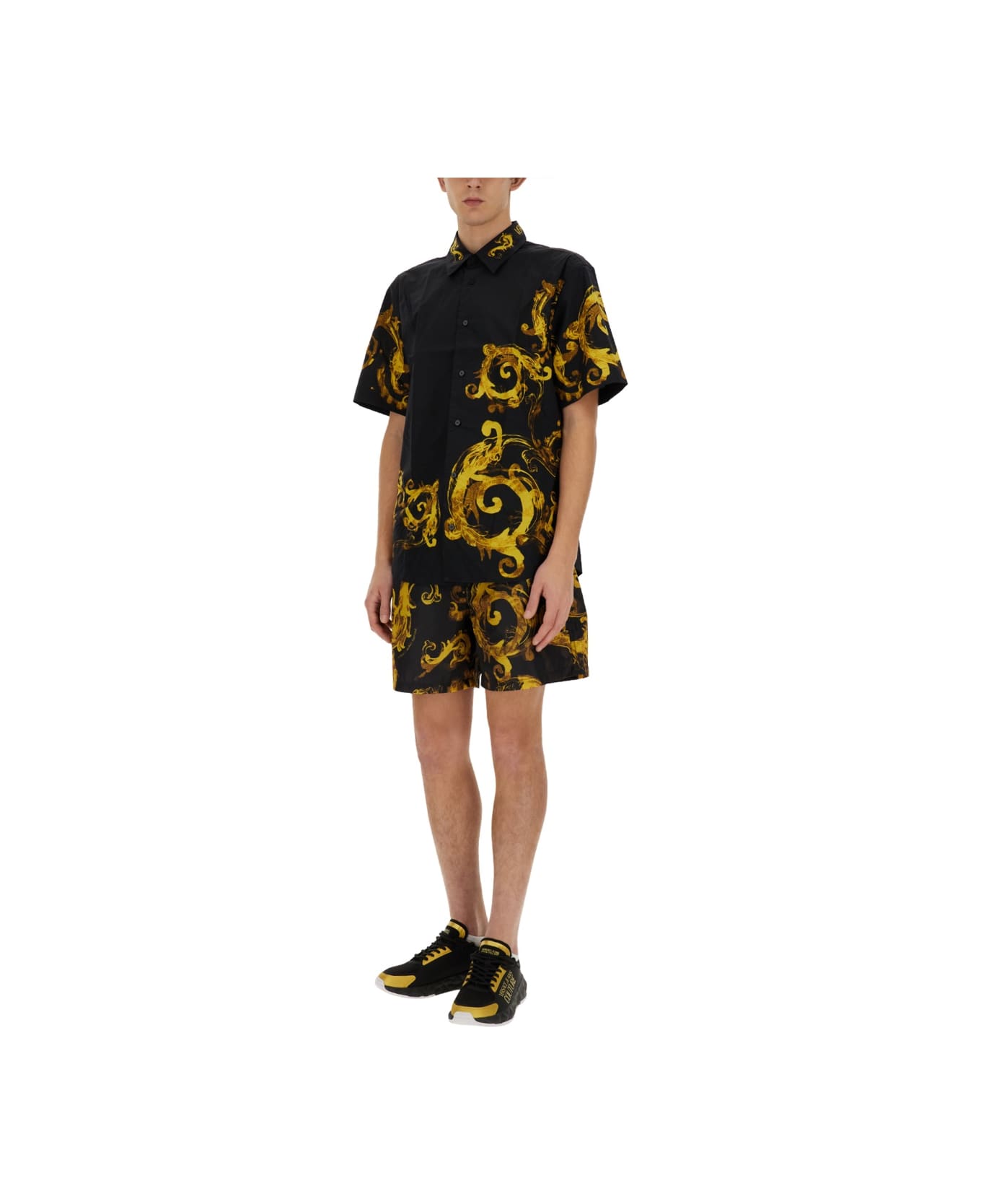 Versace Jeans Couture Baroque Print Shirt - BLACK/GOLD