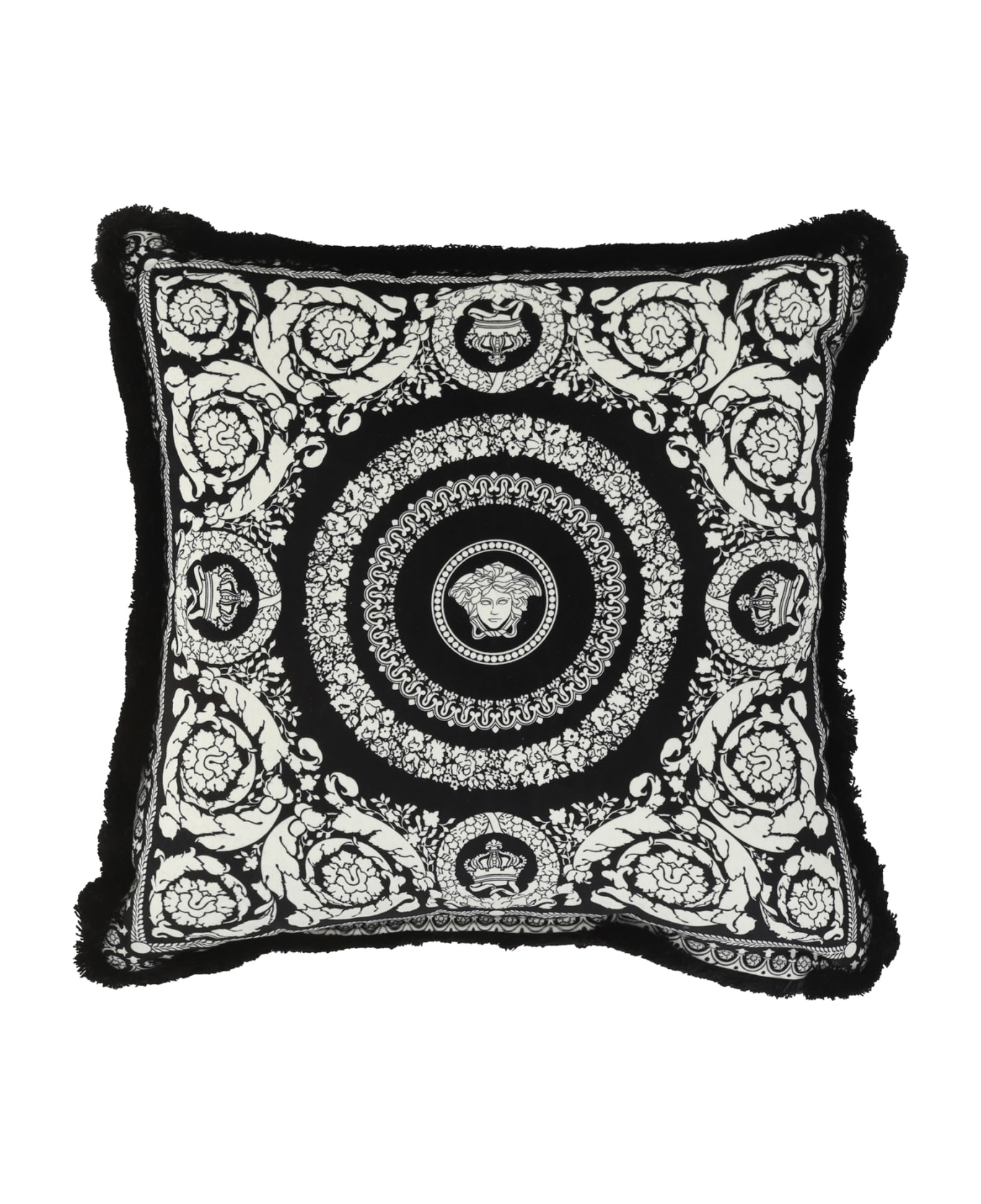 Versace Barocco Medusa Pillow - Black+white 寝具