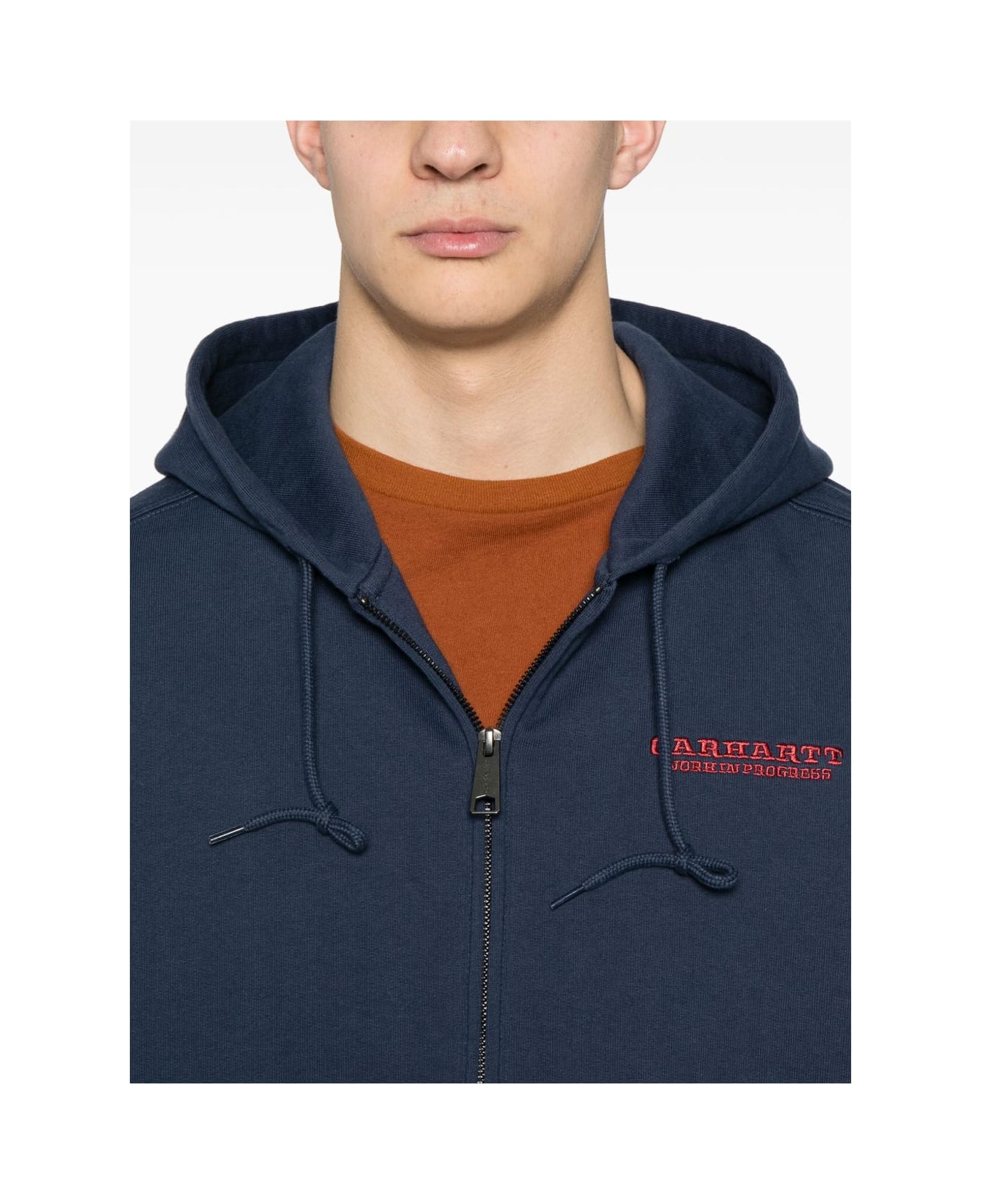 Carhartt WIP Logo Cotton Zipped Hoodie - Blue