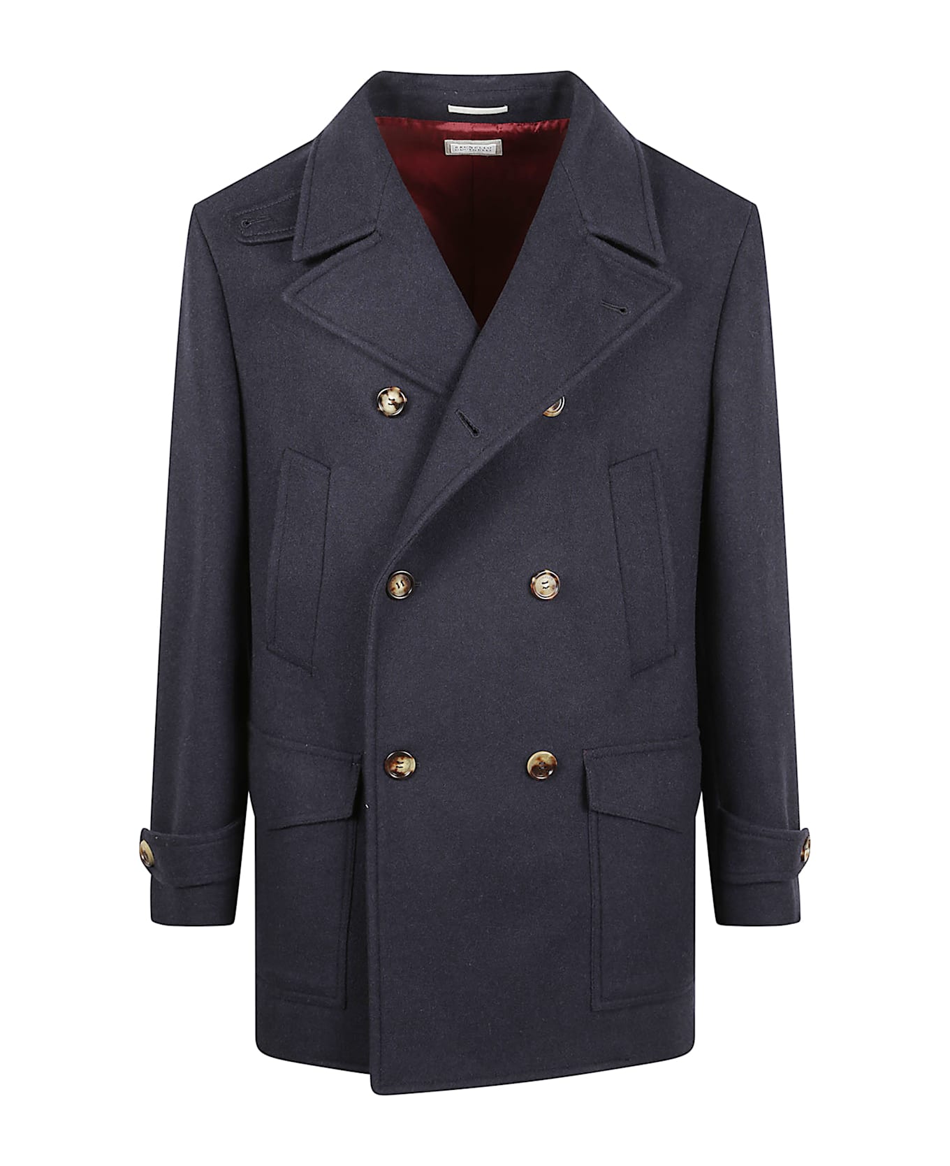 Brunello Cucinelli Short Double-breasted Wool Coat - Blue