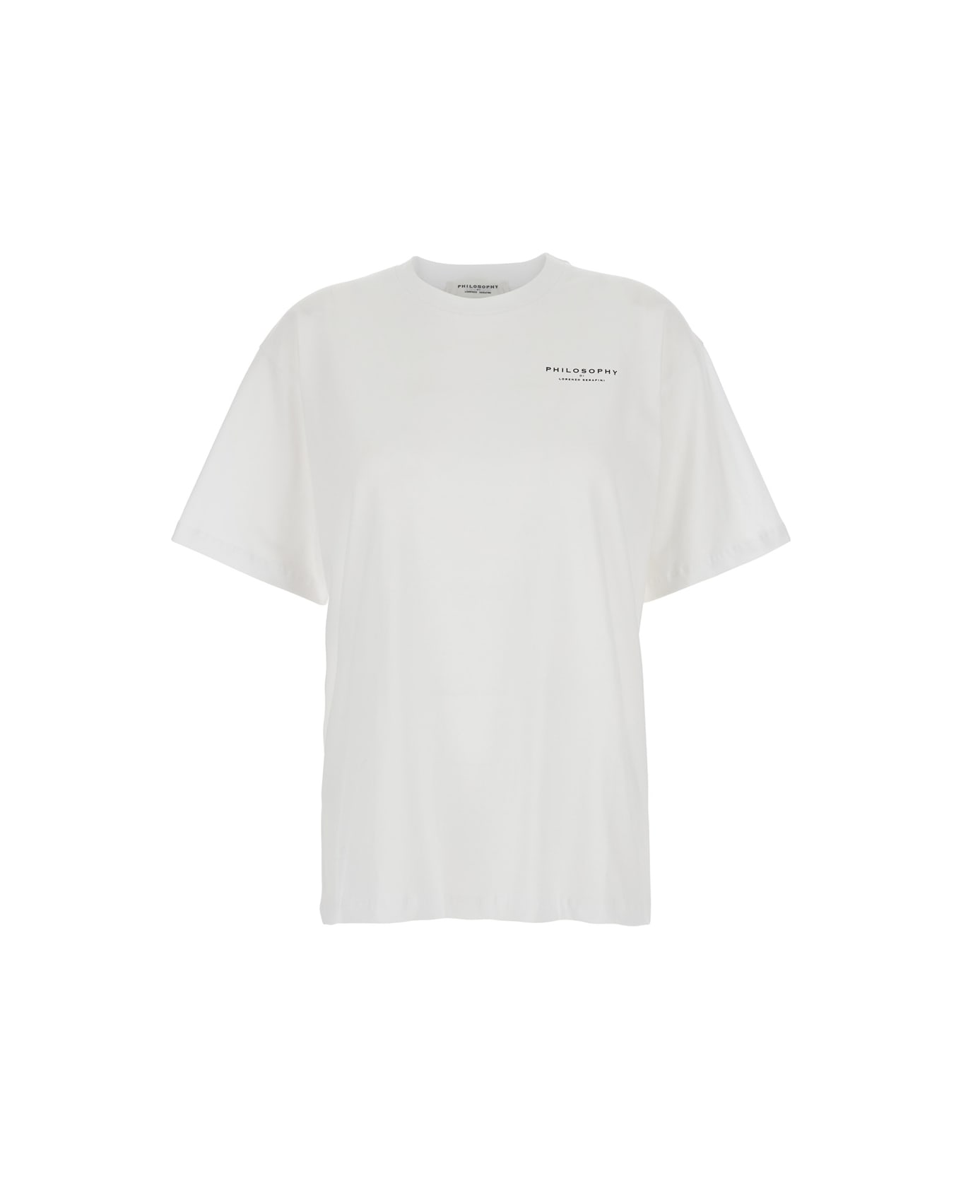 Philosophy di Lorenzo Serafini White T-shirt With Maxi Logo Printed On The Back In Cotton Woman - MULTI WHITE