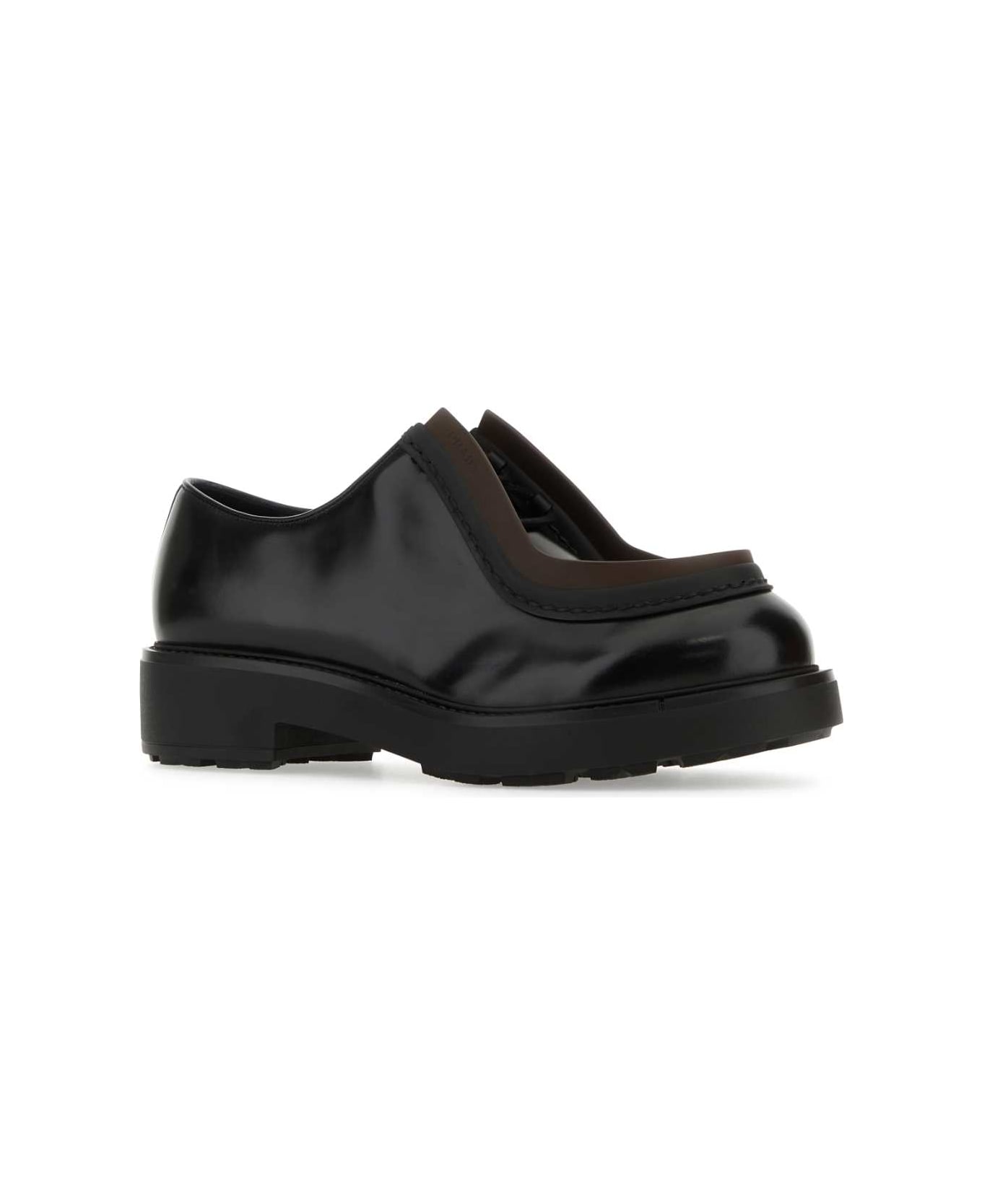 Prada Black Leather Diapason Lace-up Shoes - NEROBRUCIATO