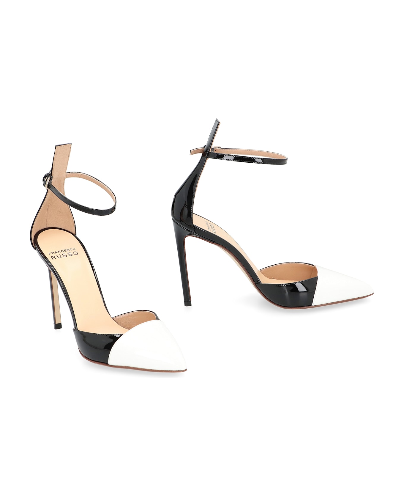 Francesco Russo Patent Leather Heel Sandals - black