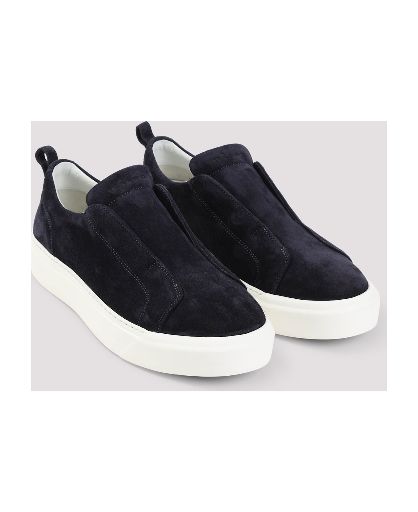 Kiton Calf Leather Sneakers - Blu