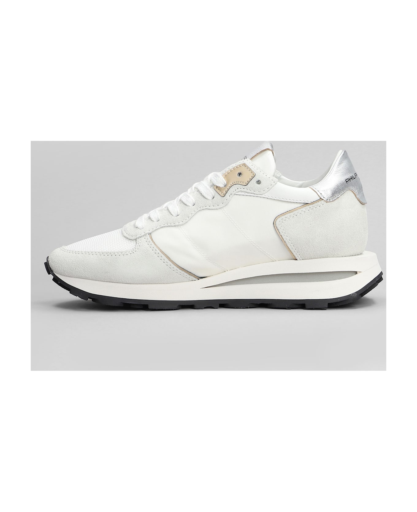 Philippe Model Tropez Haute Sneakers In White Suede And Fabric - white