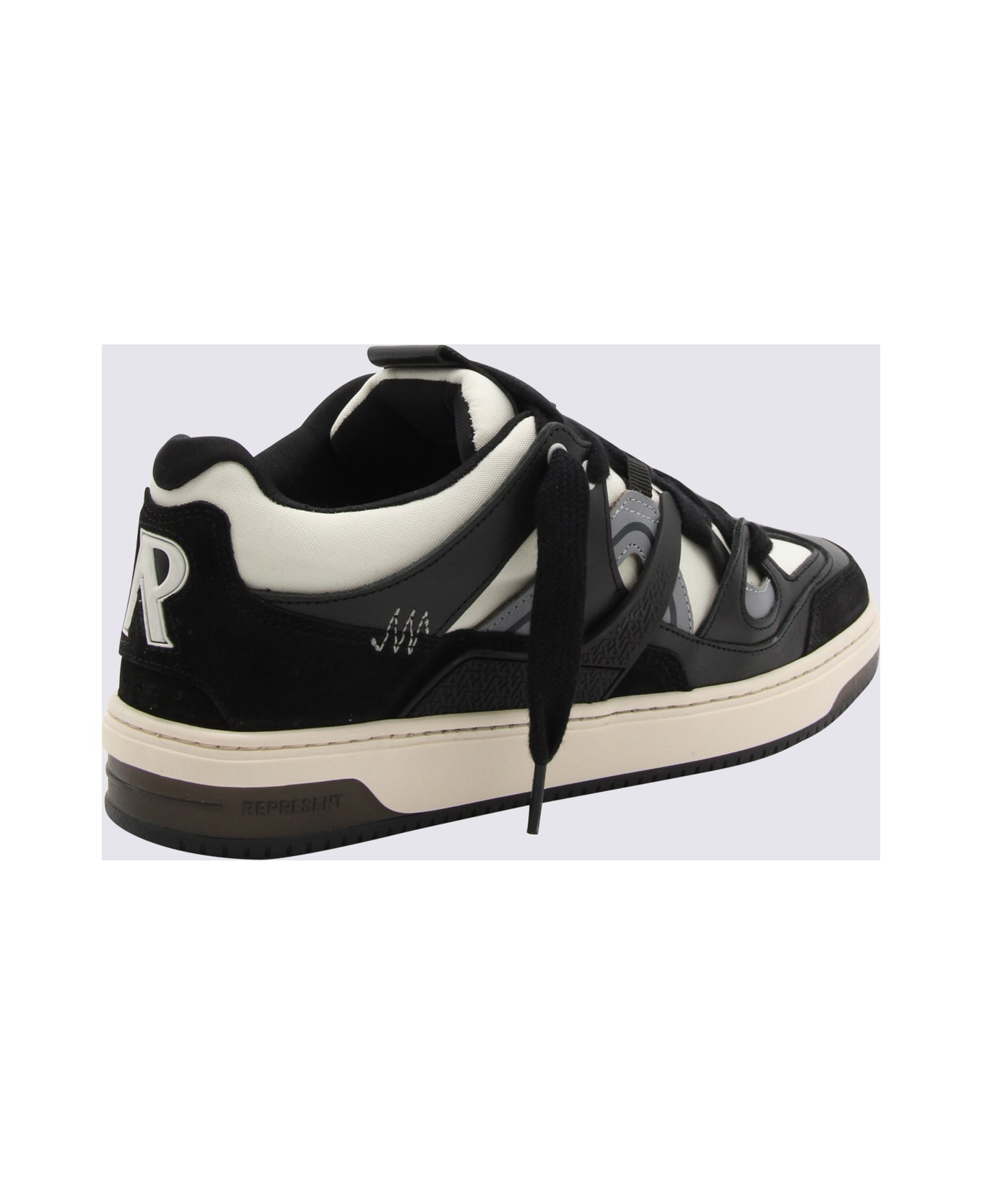 REPRESENT Black And White Leather Sneakers - Black