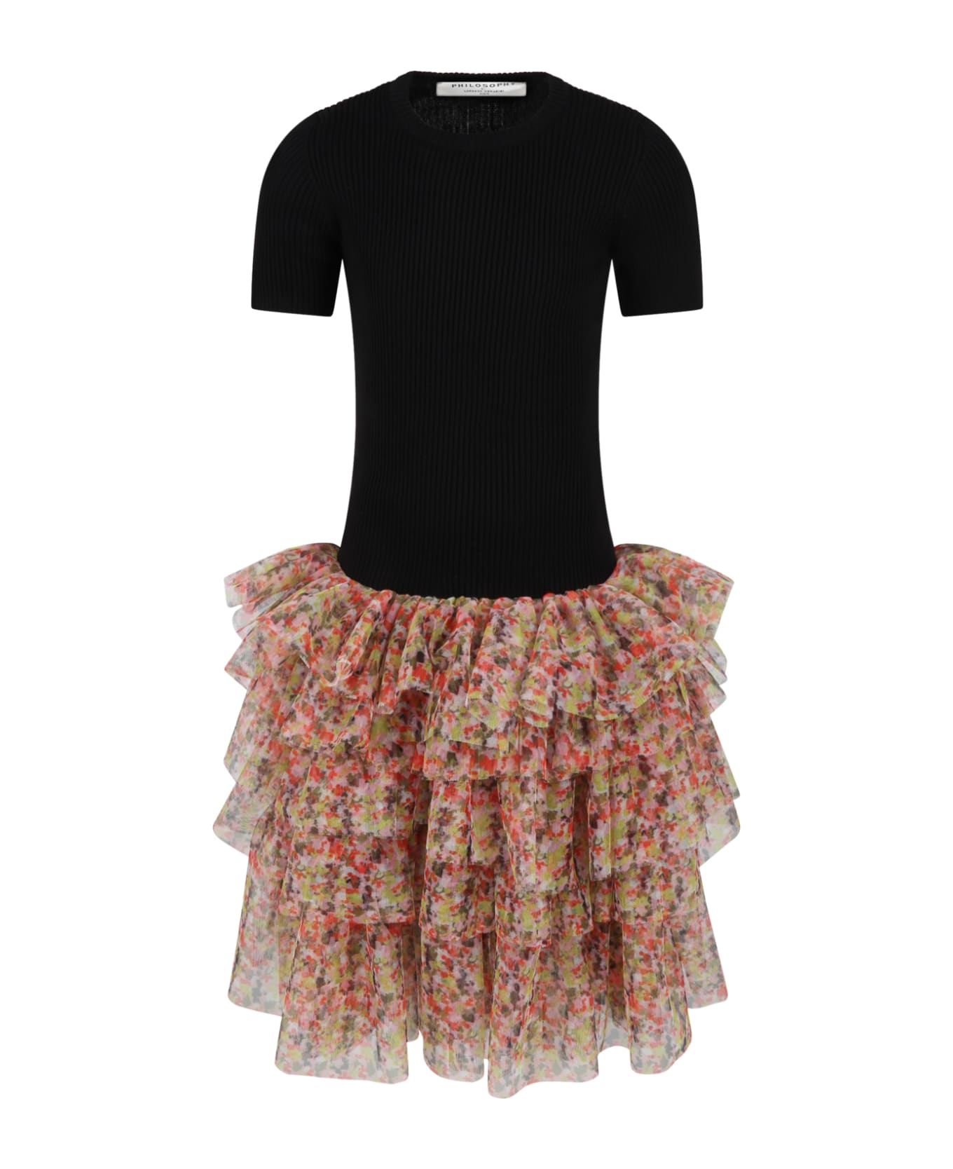 Philosophy di Lorenzo Serafini Kids Black Dress For Girl - Multicolor