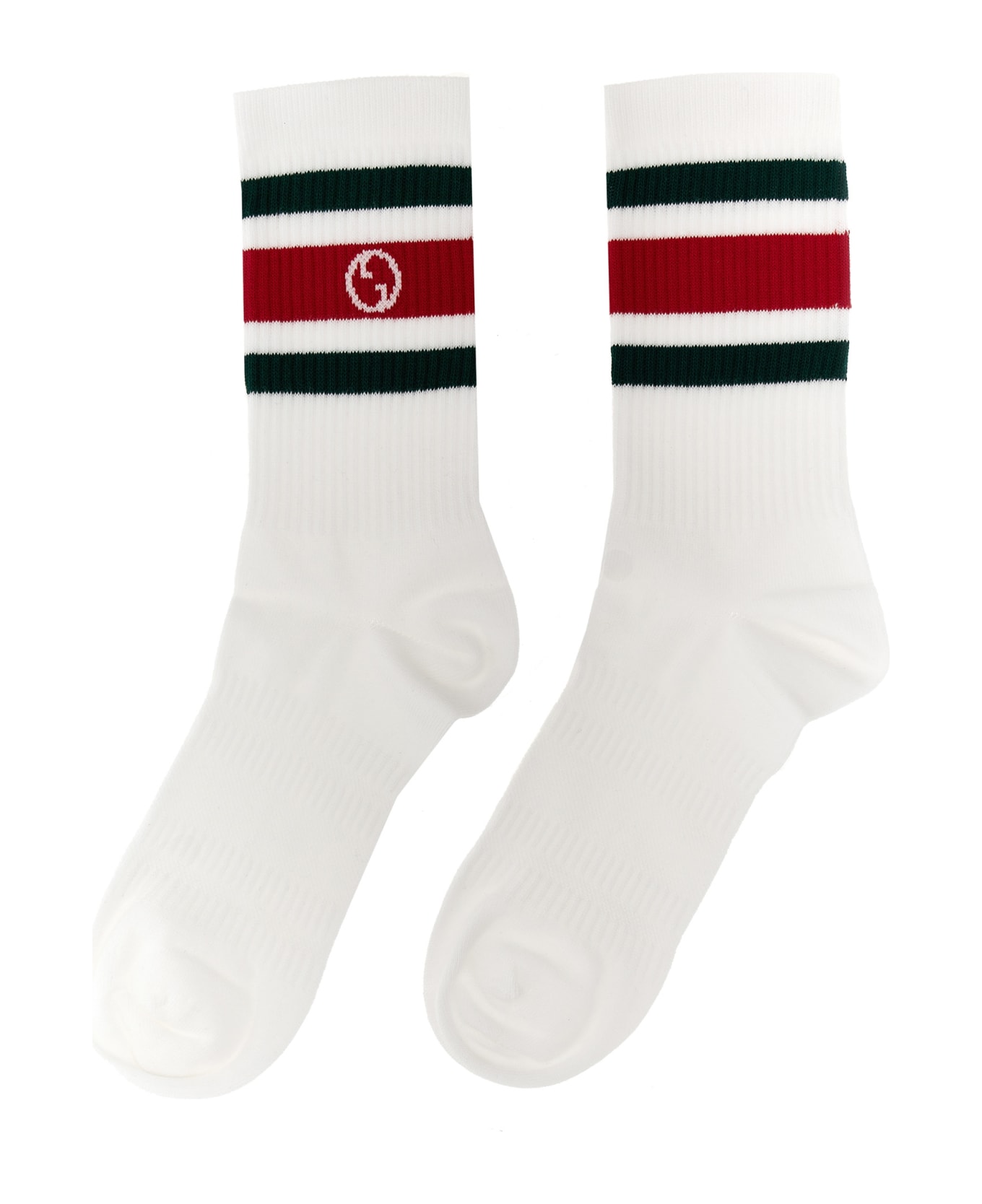 Gucci Nastro Web Logo Socks - White