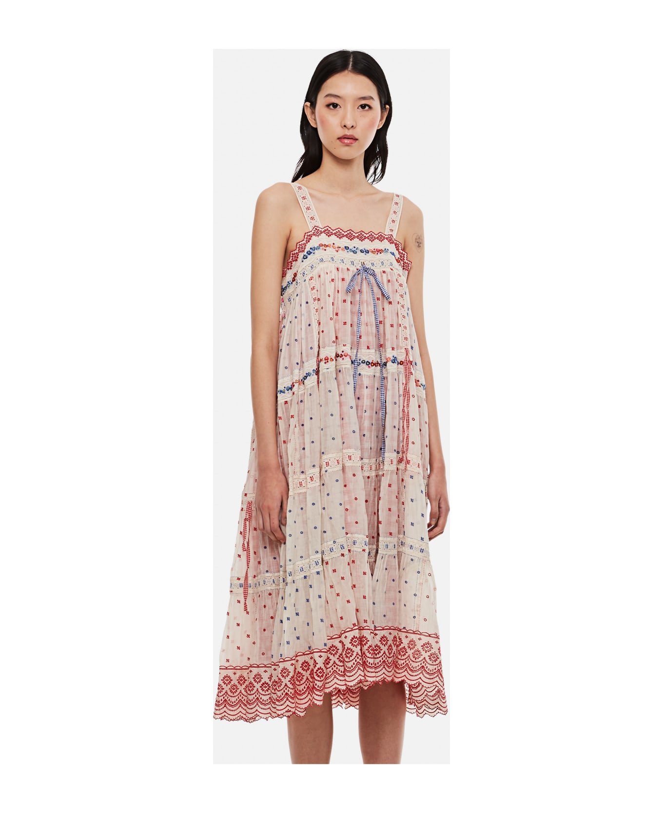 Péro Embroidered Silk Dress - MultiColour