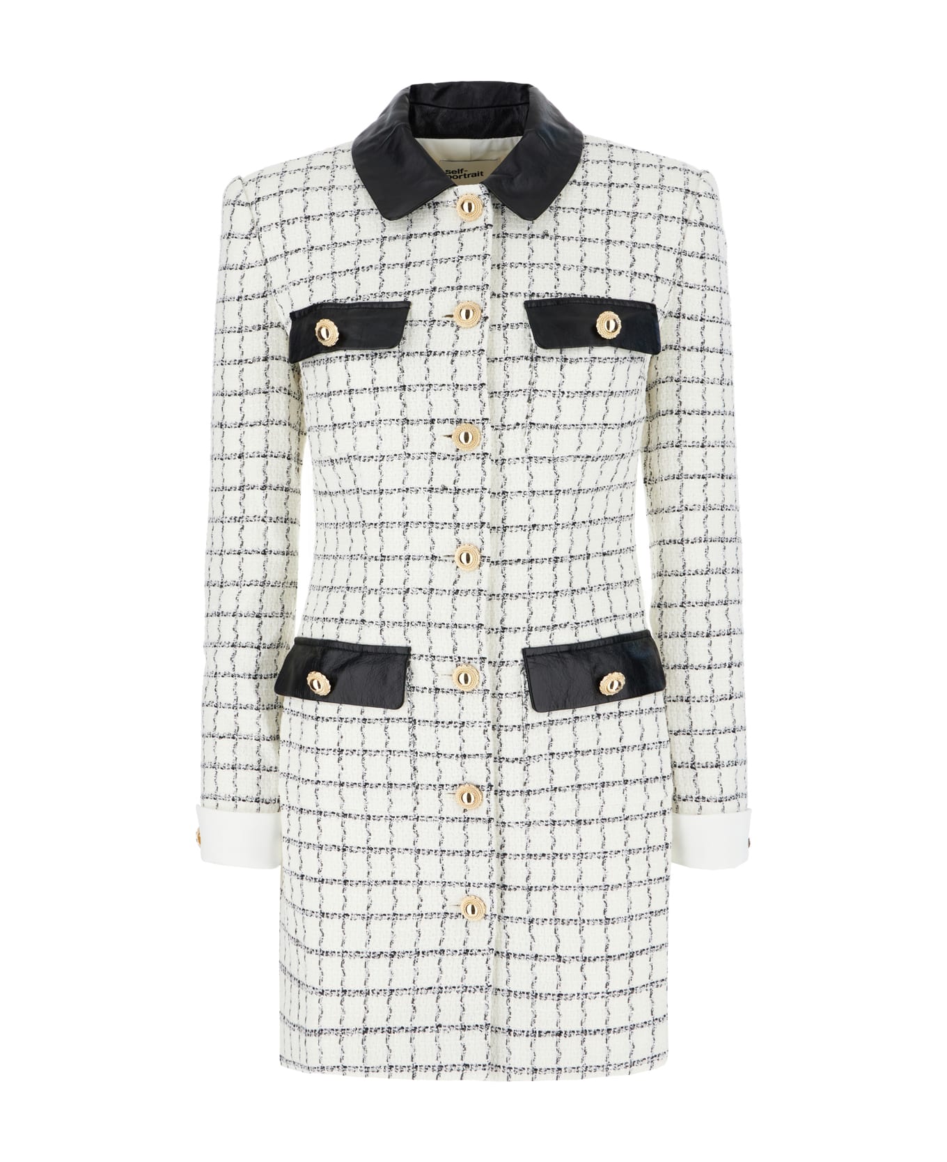 self-portrait Embroidered Wool Blend Dress - BEIGE