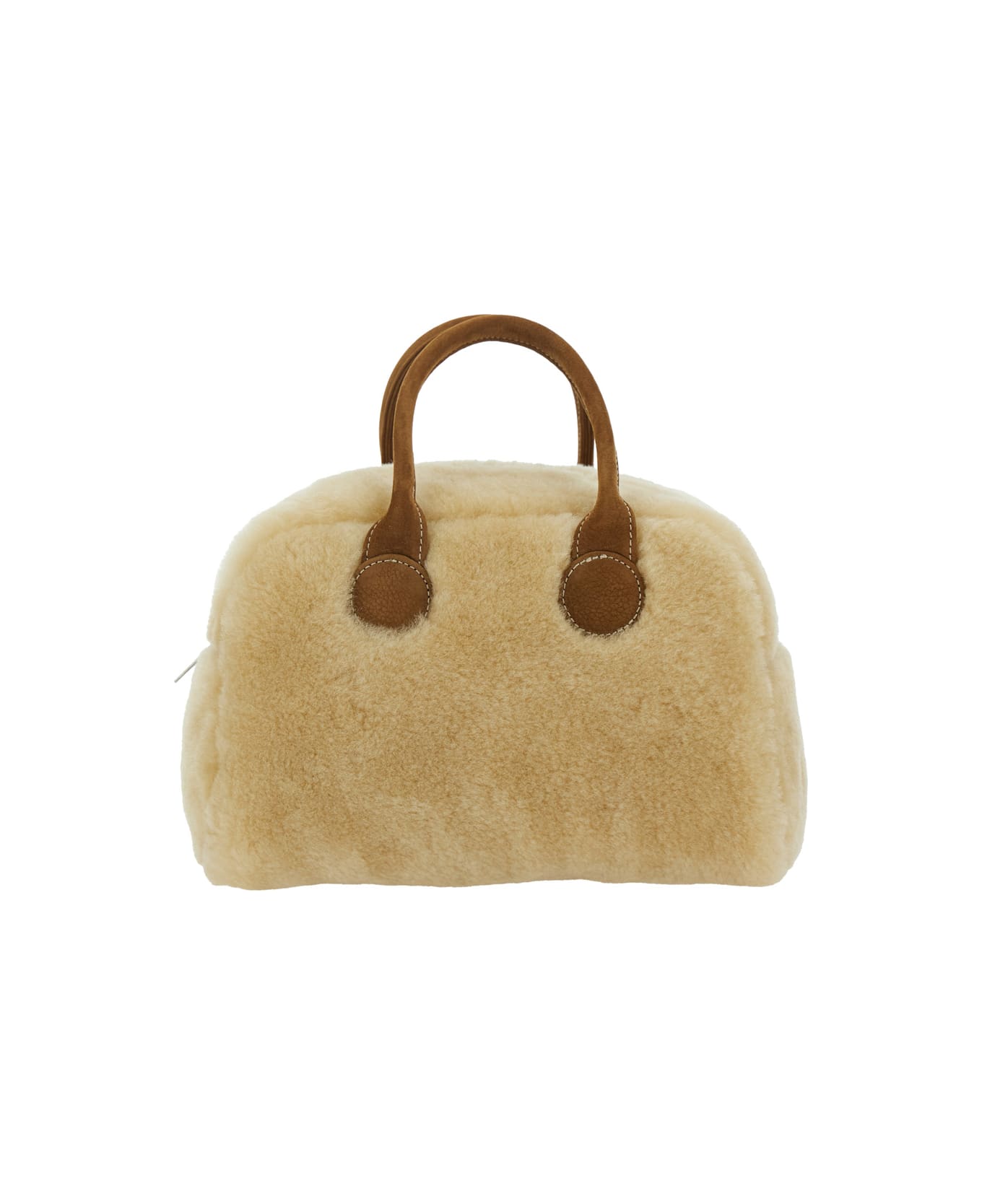Marge Sherwood Beige Handbag With Top Zip Closure And Two Top Handles In Ecofur Woman - Beige