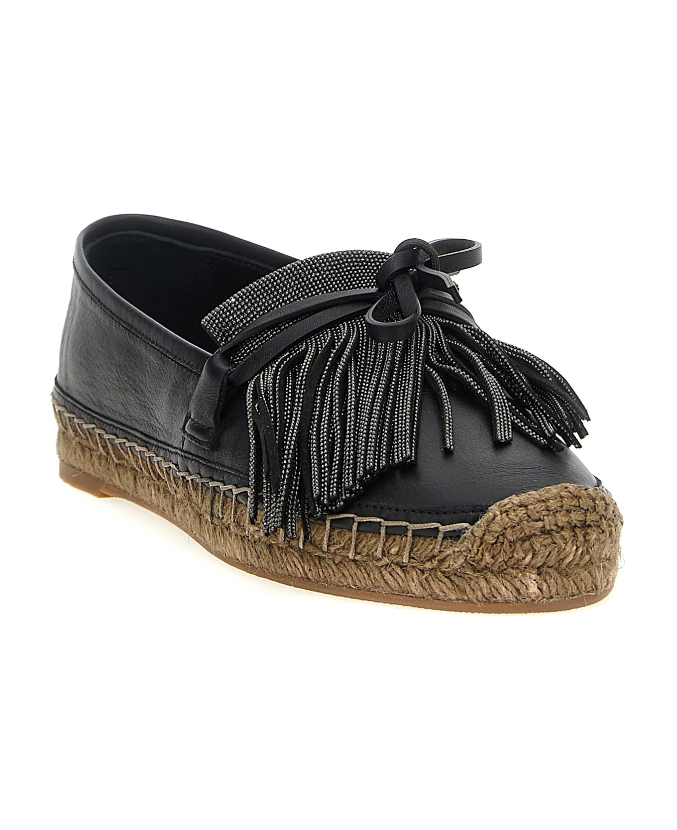 Brunello Cucinelli Ramile Fringed Espadrilles - Black  