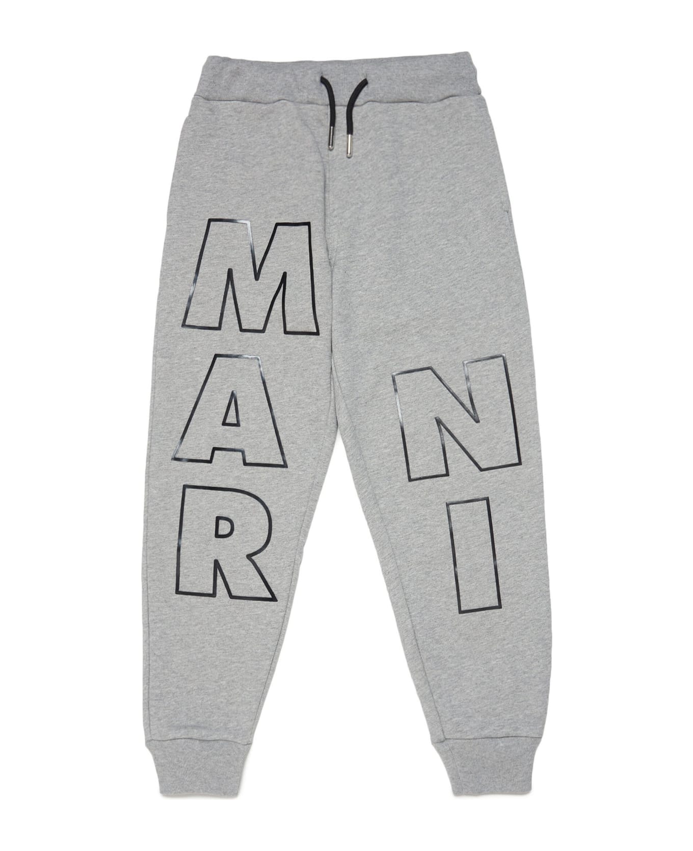 Marni Mp37u Trousers Marni Grey Fleece Trousers With Displaced Marni Logo - Inox raven melange
