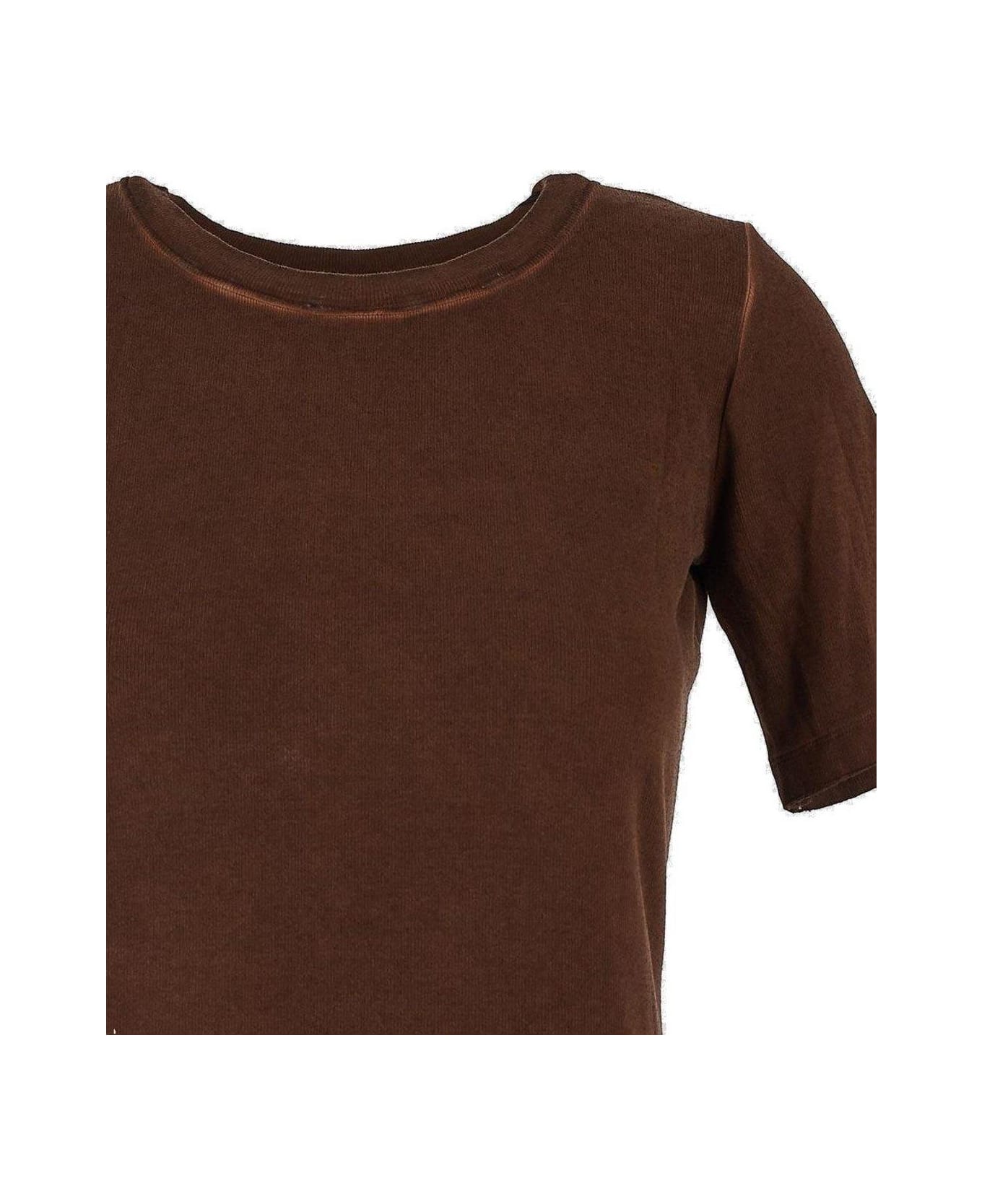 Uma Wang Crewneck Ribbed T-shirt - BROWN