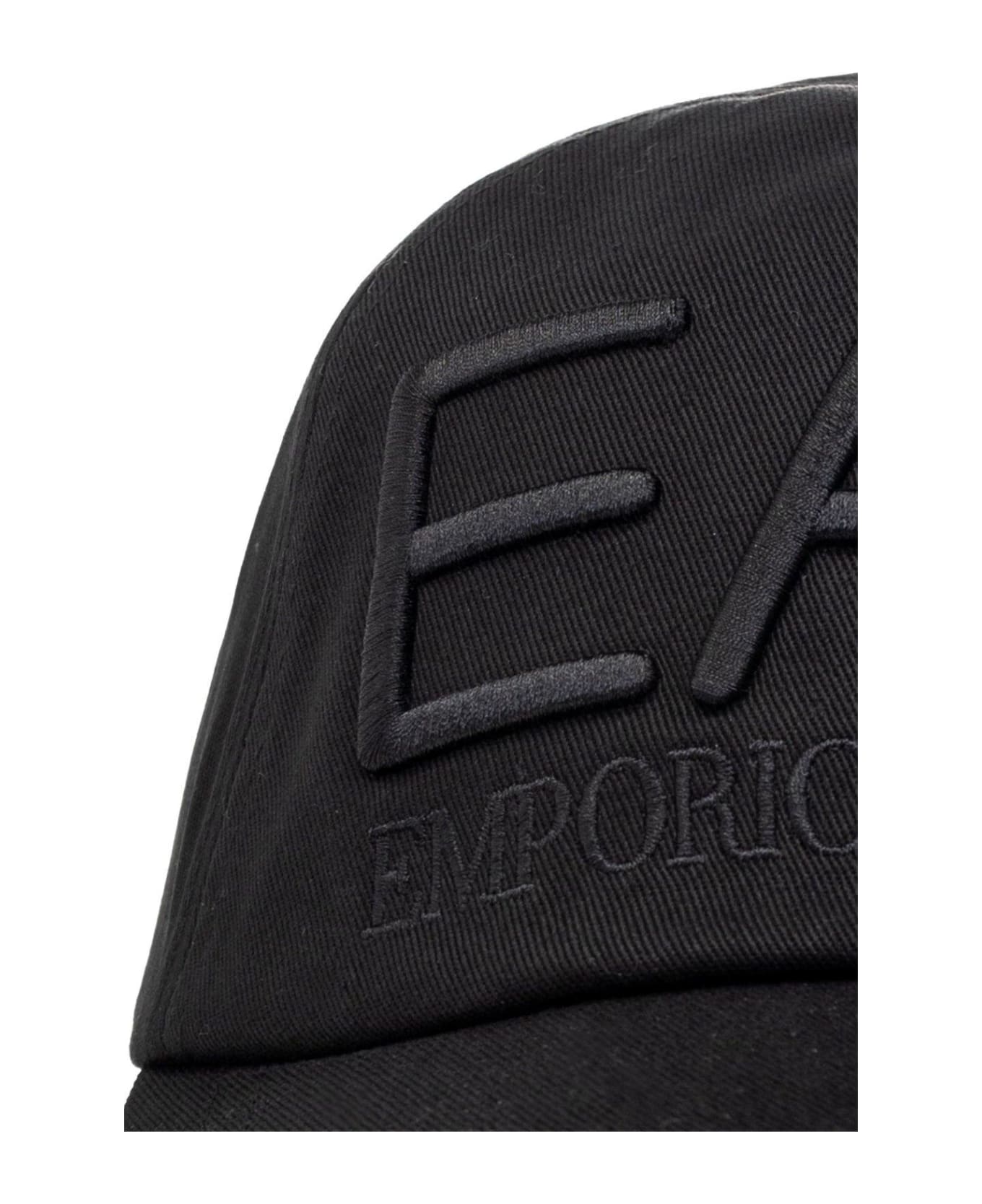 EA7 Logo Embroidered Baseball Cap - Black 1 帽子