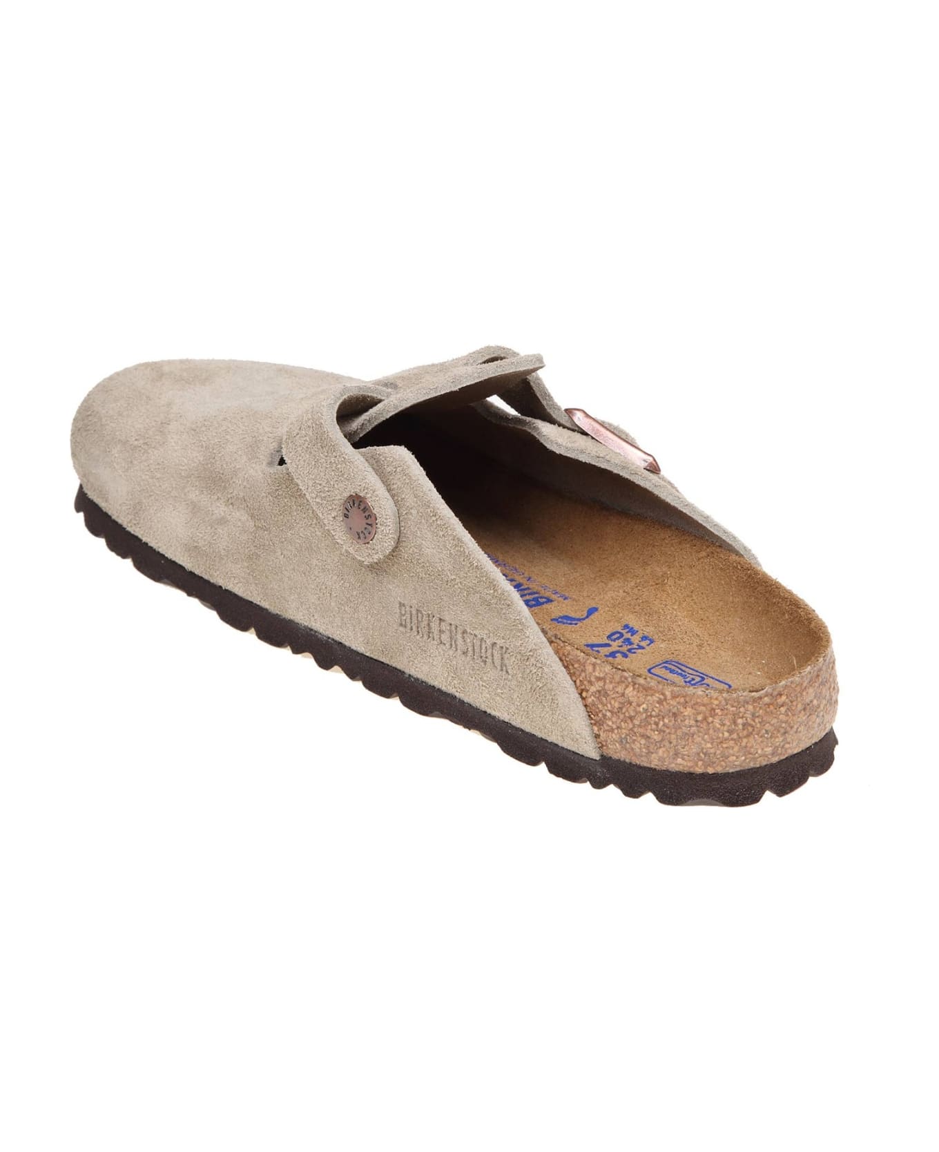 Birkenstock Boston Sfb Sabot In Taupe Suede Leather - Beige