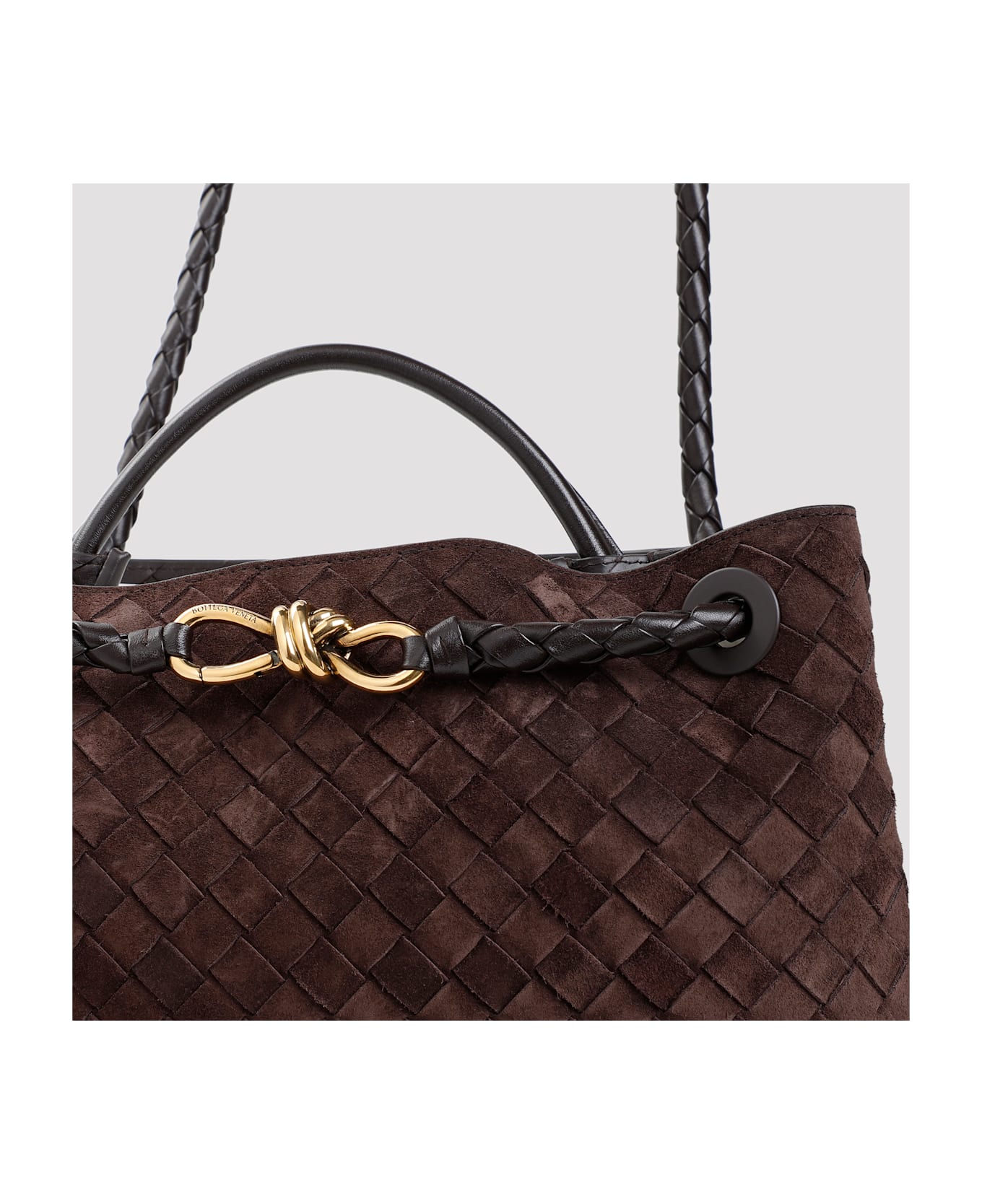 Bottega Veneta Andiamo Medium Suede Bag - Fondant Brass