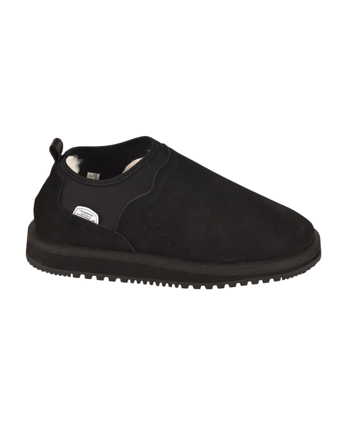 SUICOKE Fur Applique Slip-on Sneakers - Black