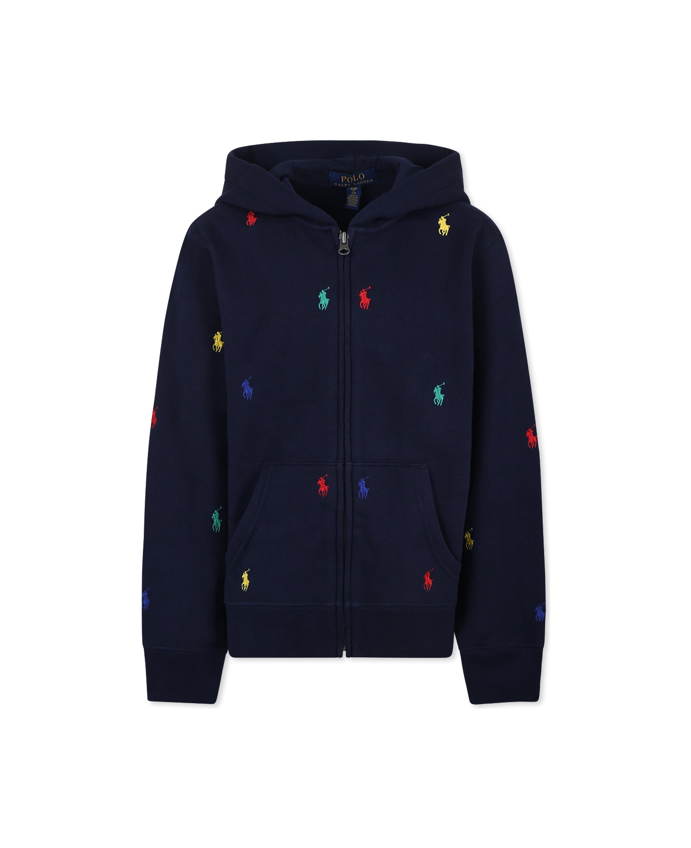 Ralph Lauren Blue Sweatshirt For Boy With Horse - Blue