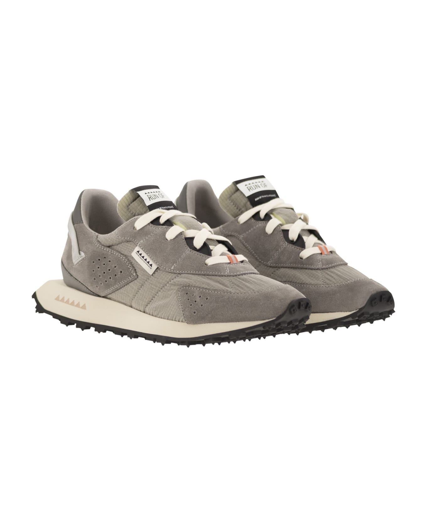 RUN OF Oxygen M - Sneakers Suede, Canvas And Leather - Grey