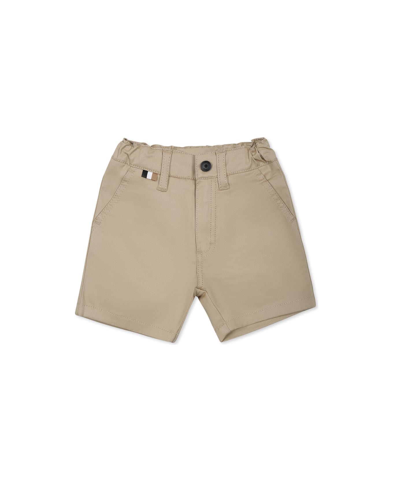 Hugo Boss Beige Shorts For Baby Boy With Logo - Beige
