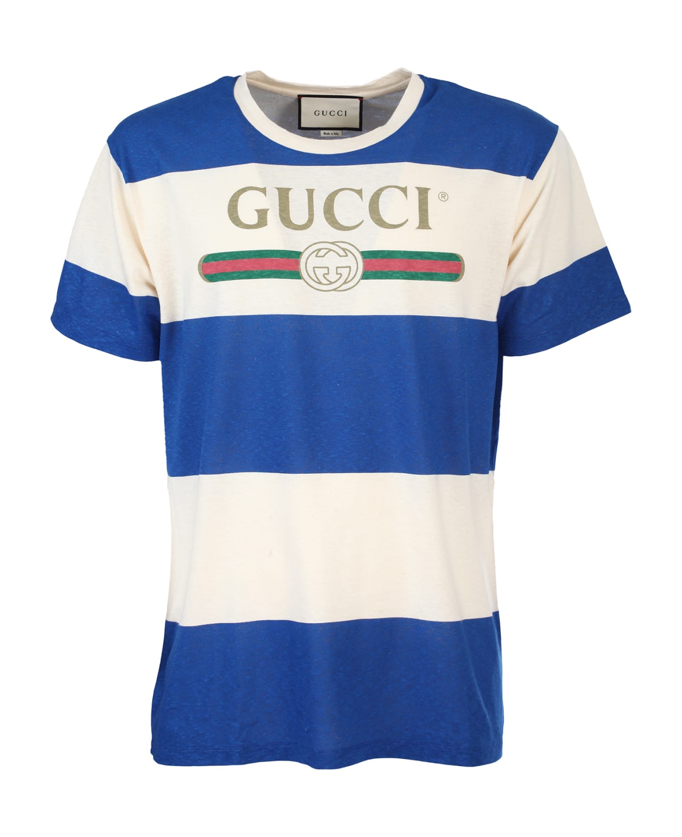 Gucci White And Blue Striped T-shirt - Natural