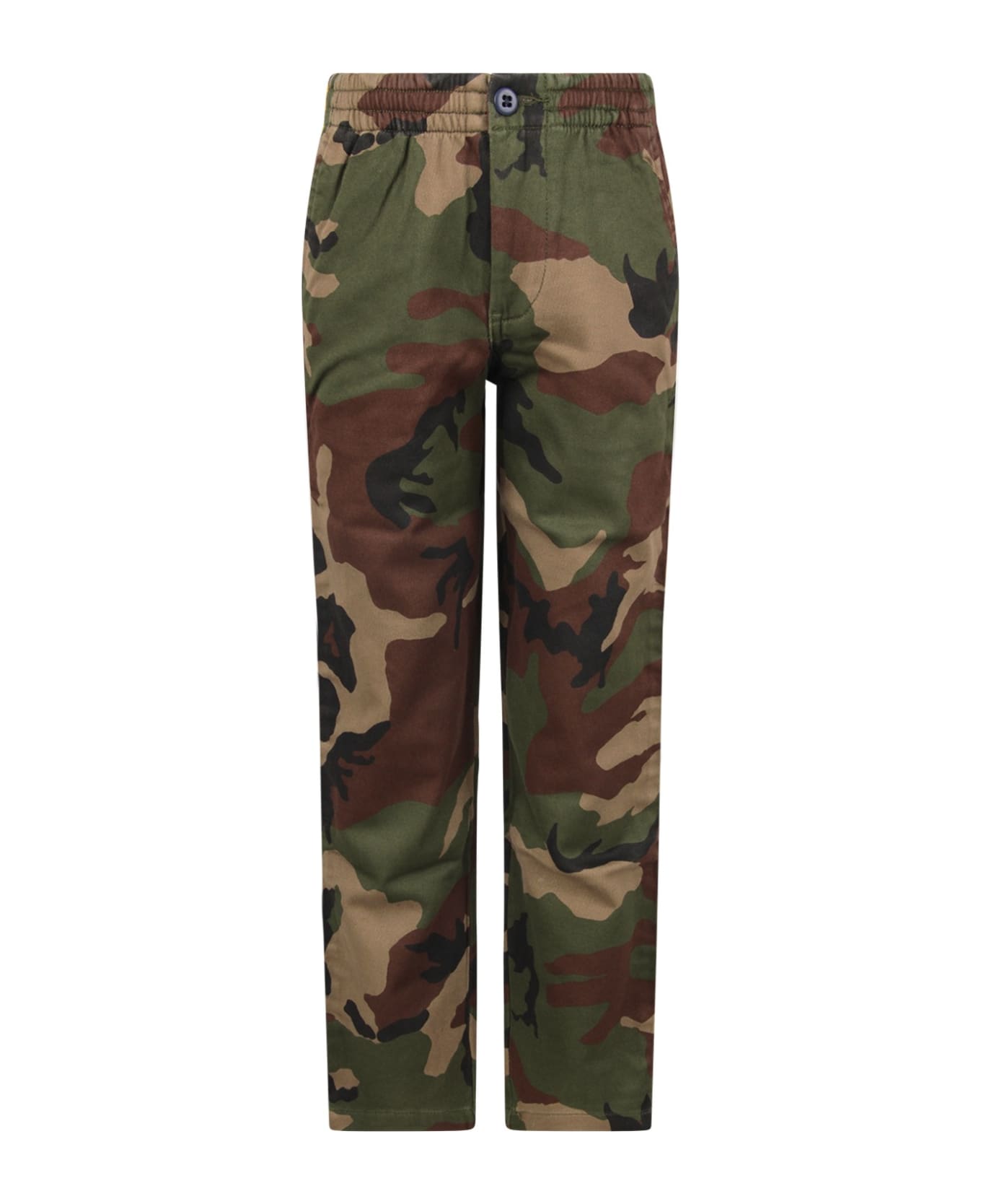 Ralph Lauren Camouflage Boy Pants With Iconic Horse - Green