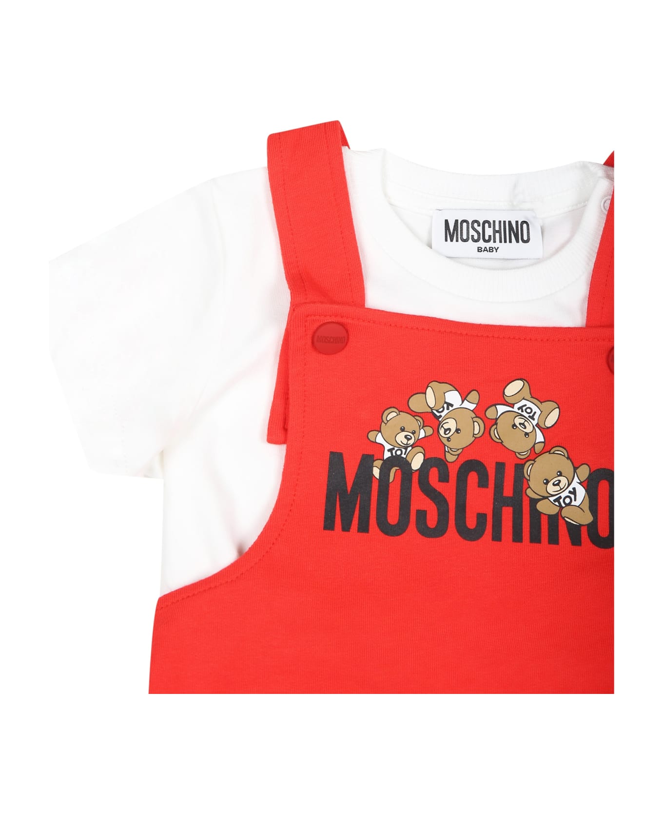 Moschino Red Suit For Baby Boy With Teddy Bears - Red コート＆ジャケット