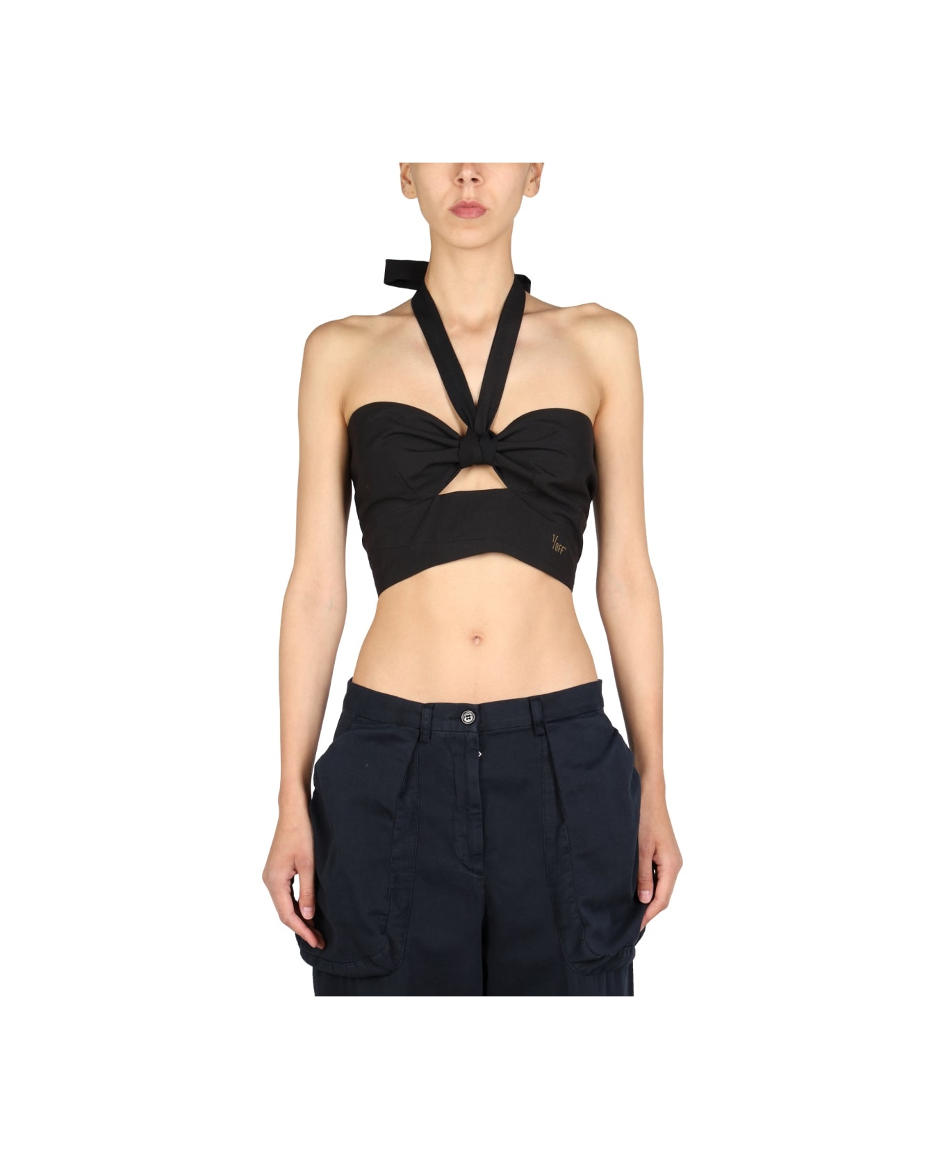 1/OFF Top With Crossed Straps - BLACK