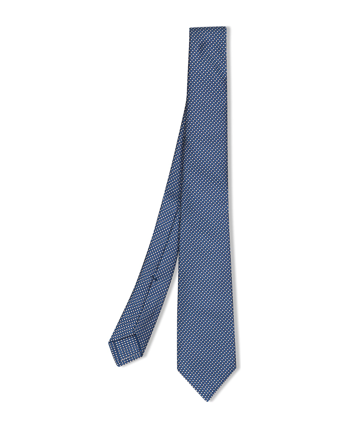 Kiton Micro Beige/blue Tie - Blue
