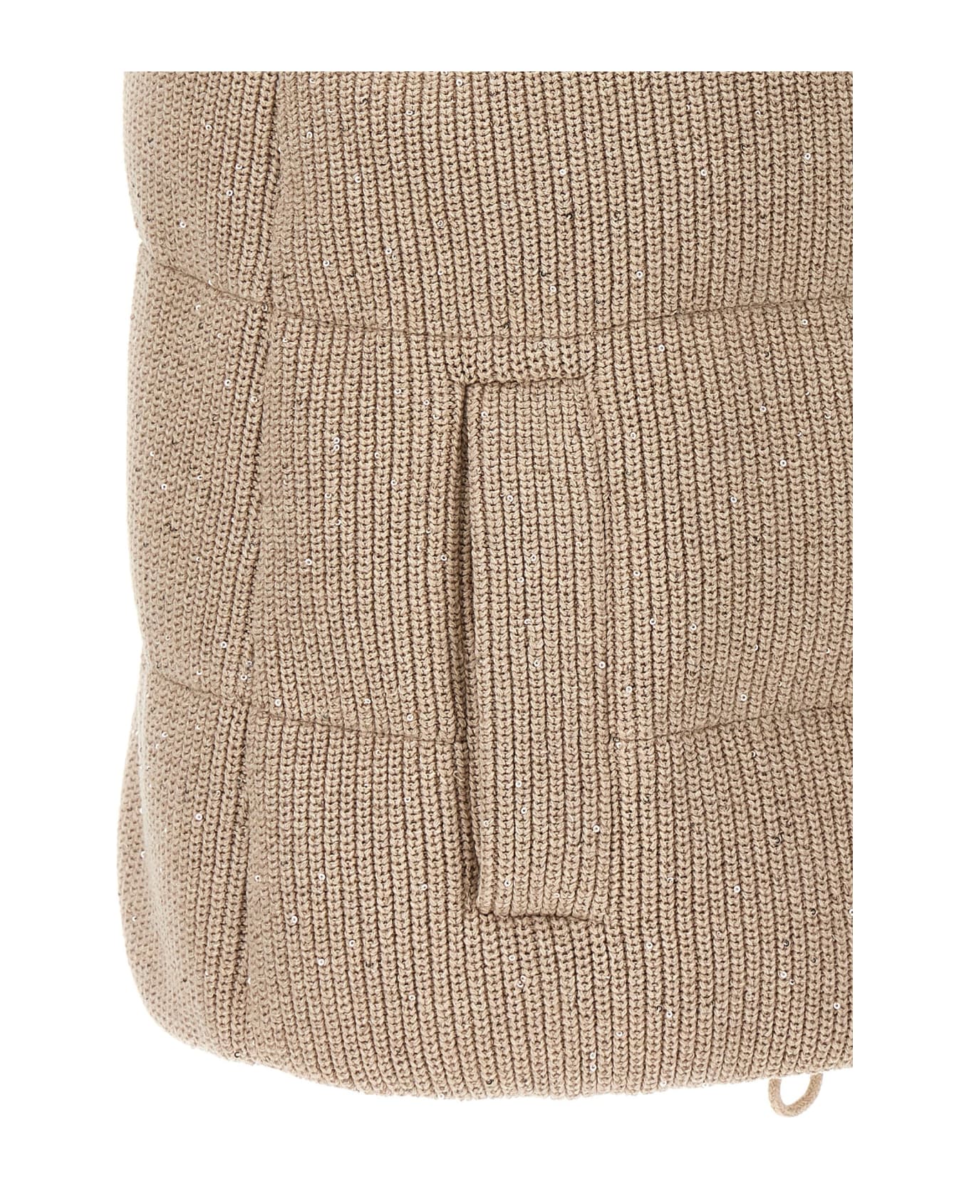 Brunello Cucinelli Sequin Knit Vest - Beige