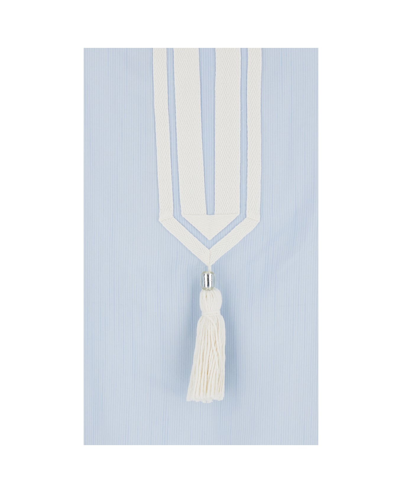 Tory Burch Light Blue Kaftan With V-neck And Pendant On The Front - Blu