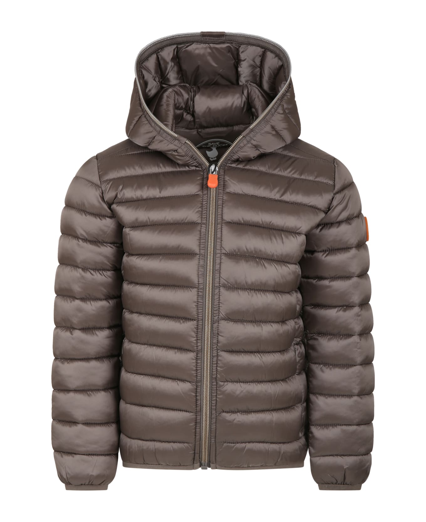 Save the Duck Grey Down Jacket For Girl With Logo - Grey