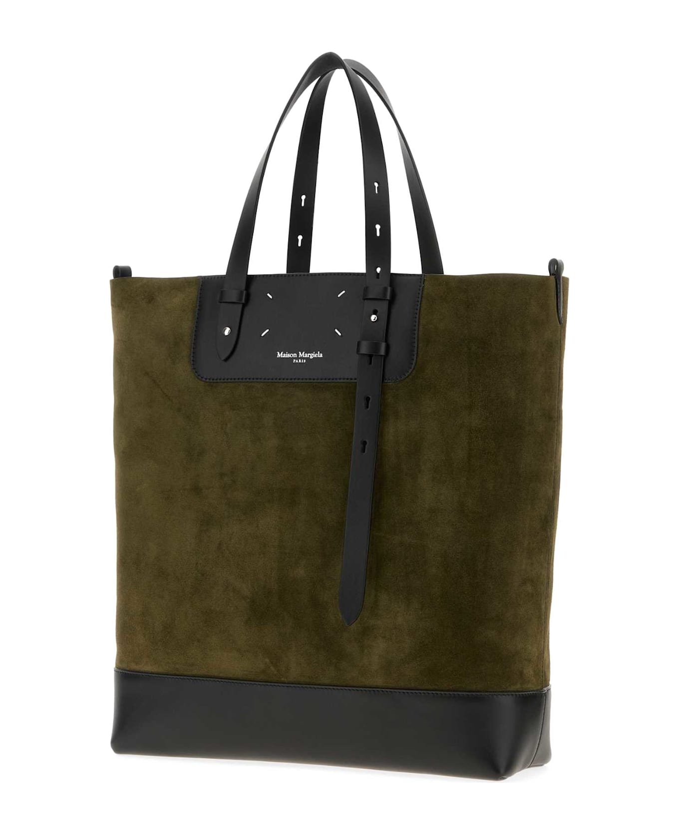 Maison Margiela Bottle Green Suede Vertical Shopping Bag - KHAKI