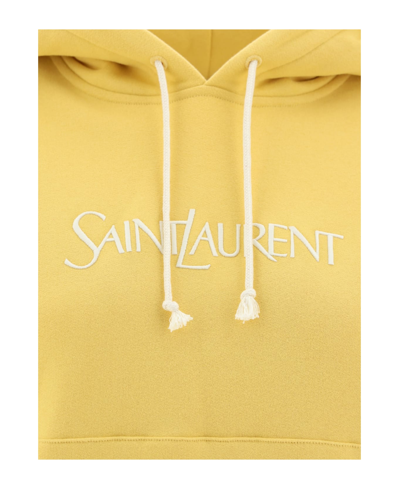 Saint Laurent Logo Embroidered Hoodie - Yellow