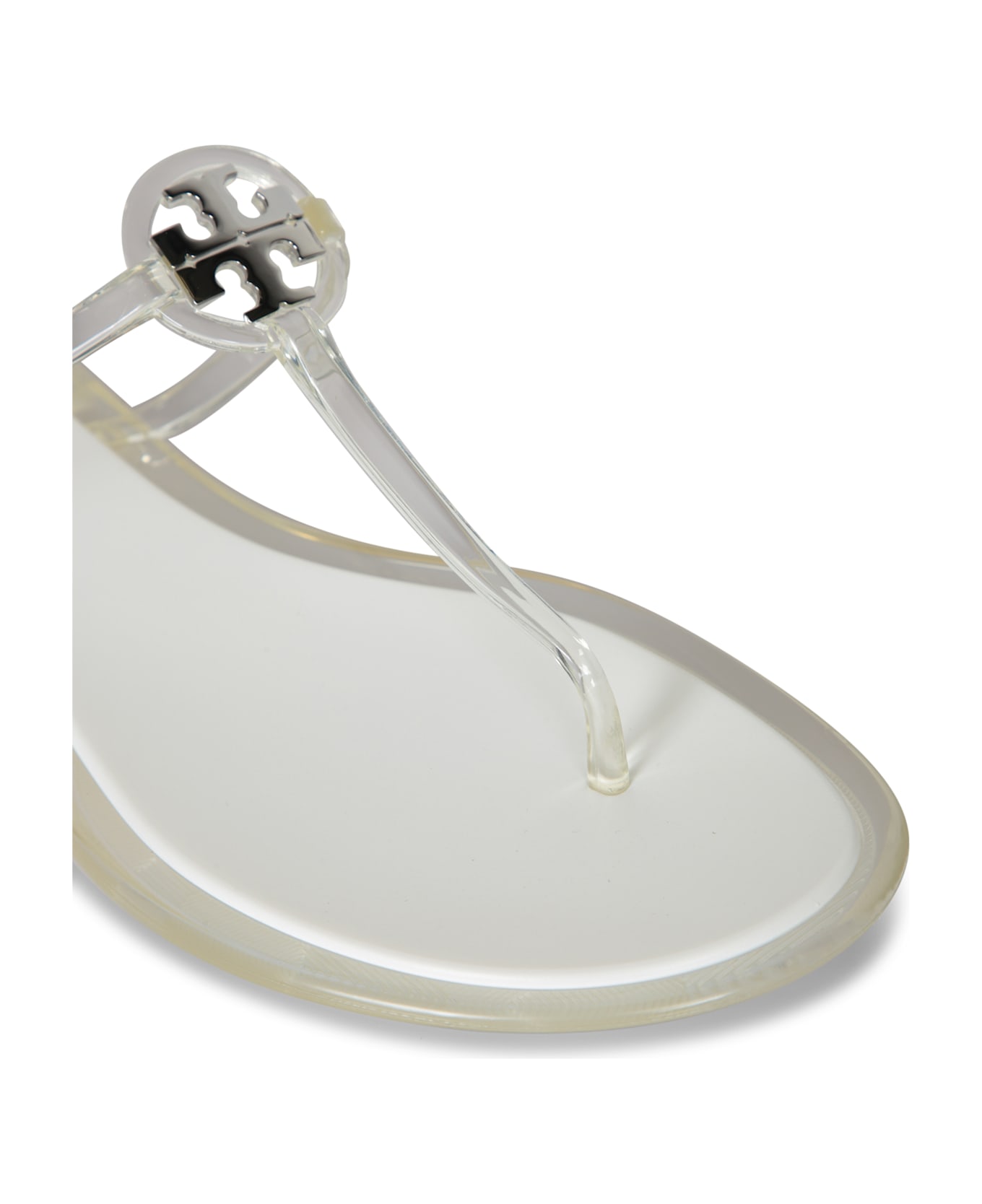 Tory Burch Miller Jelly Clear Silver Sandal - White