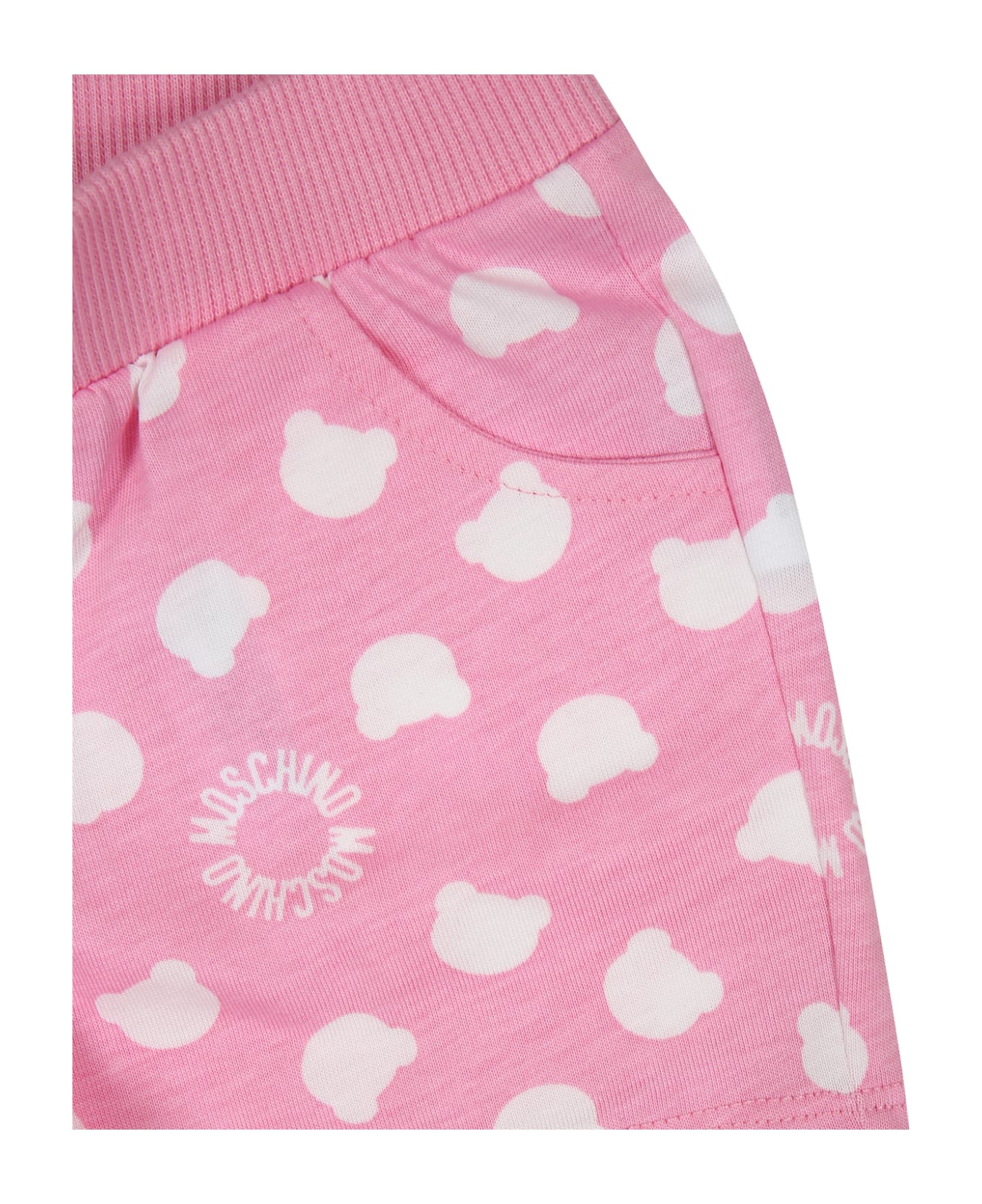Moschino Pink Outfit For Baby Girl With Logo - Pink ボトムス