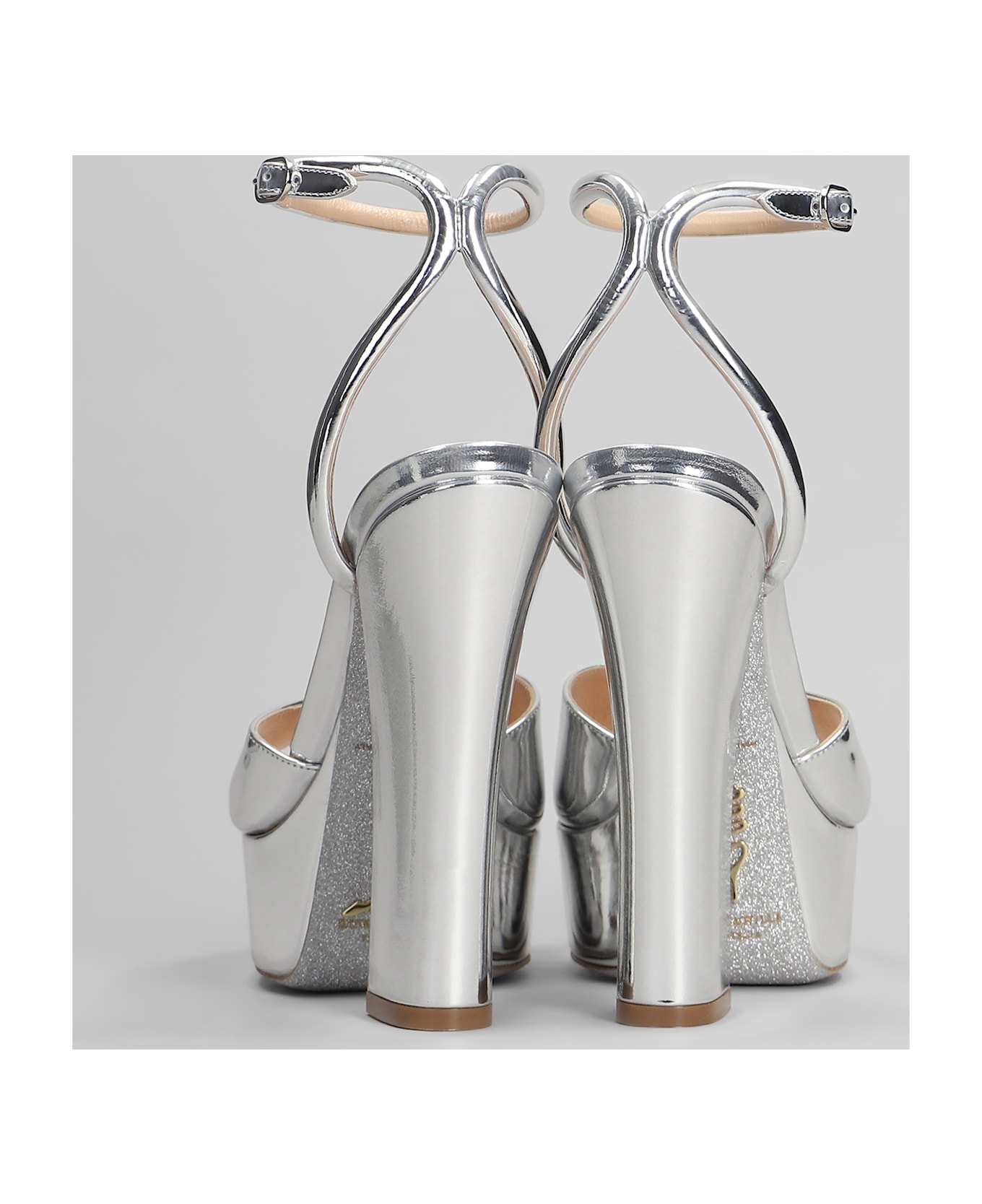 René Caovilla Helsa Sandals In Silver Patent Leather - silver