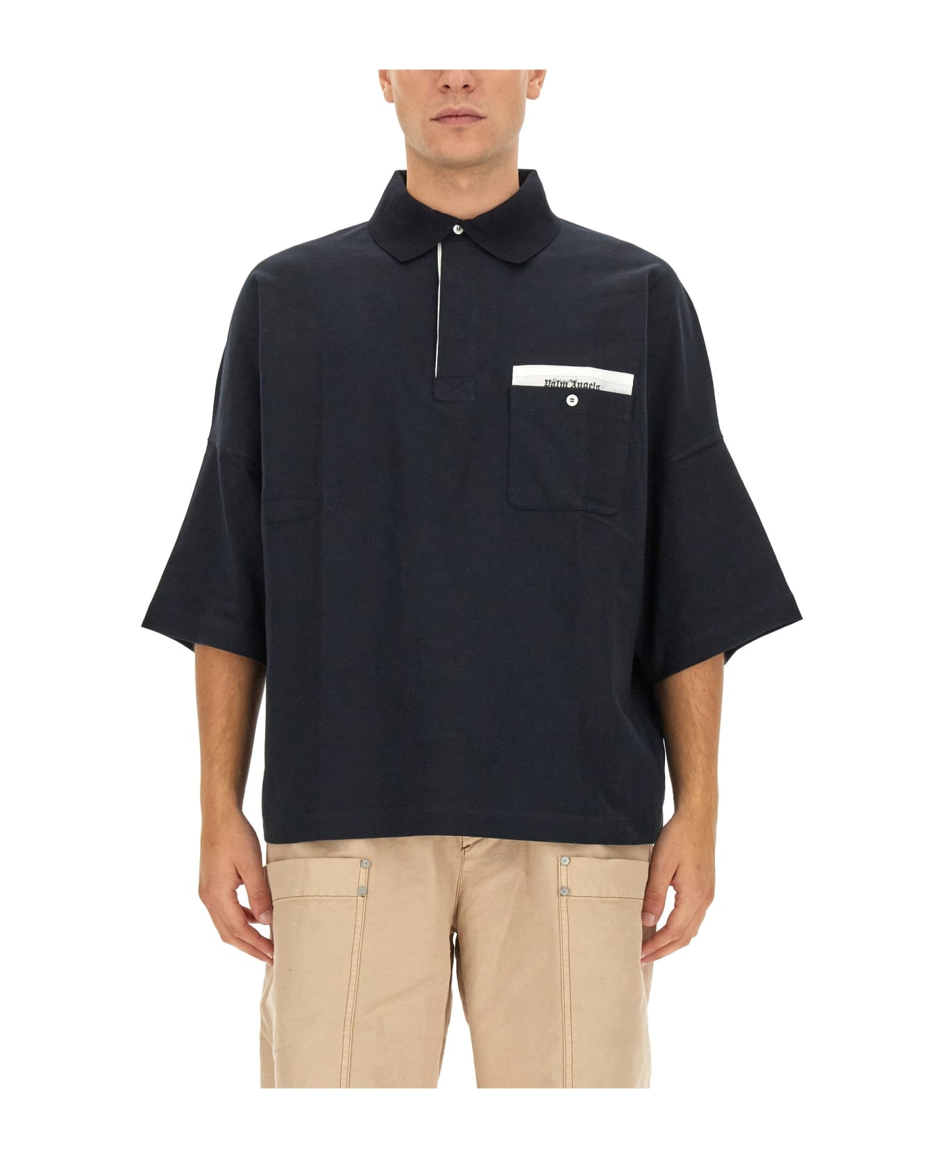 Palm Angels Cotton Sartorial Tape Polo Shirt - BLU