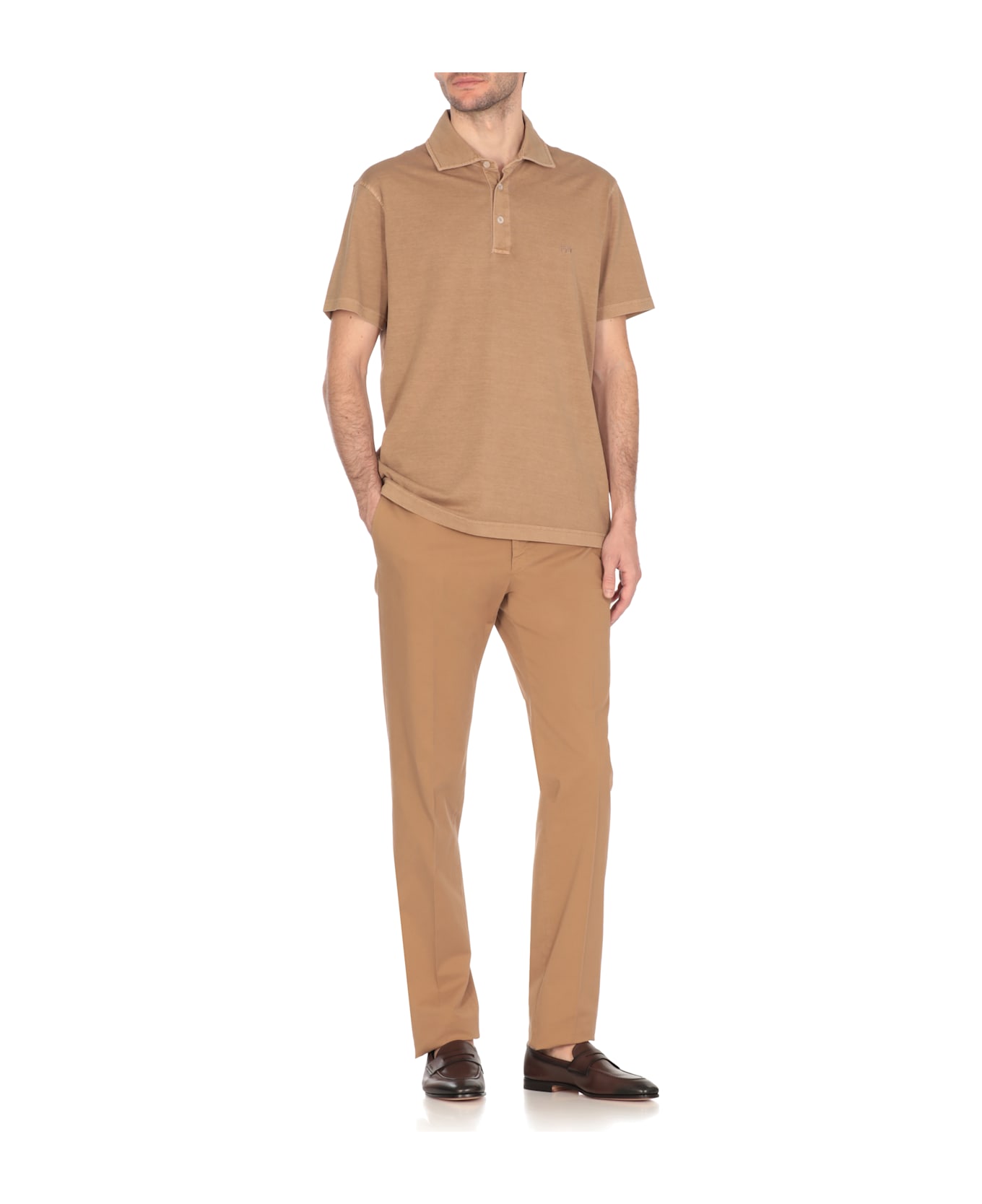 Fay Logoed Polo - Brown
