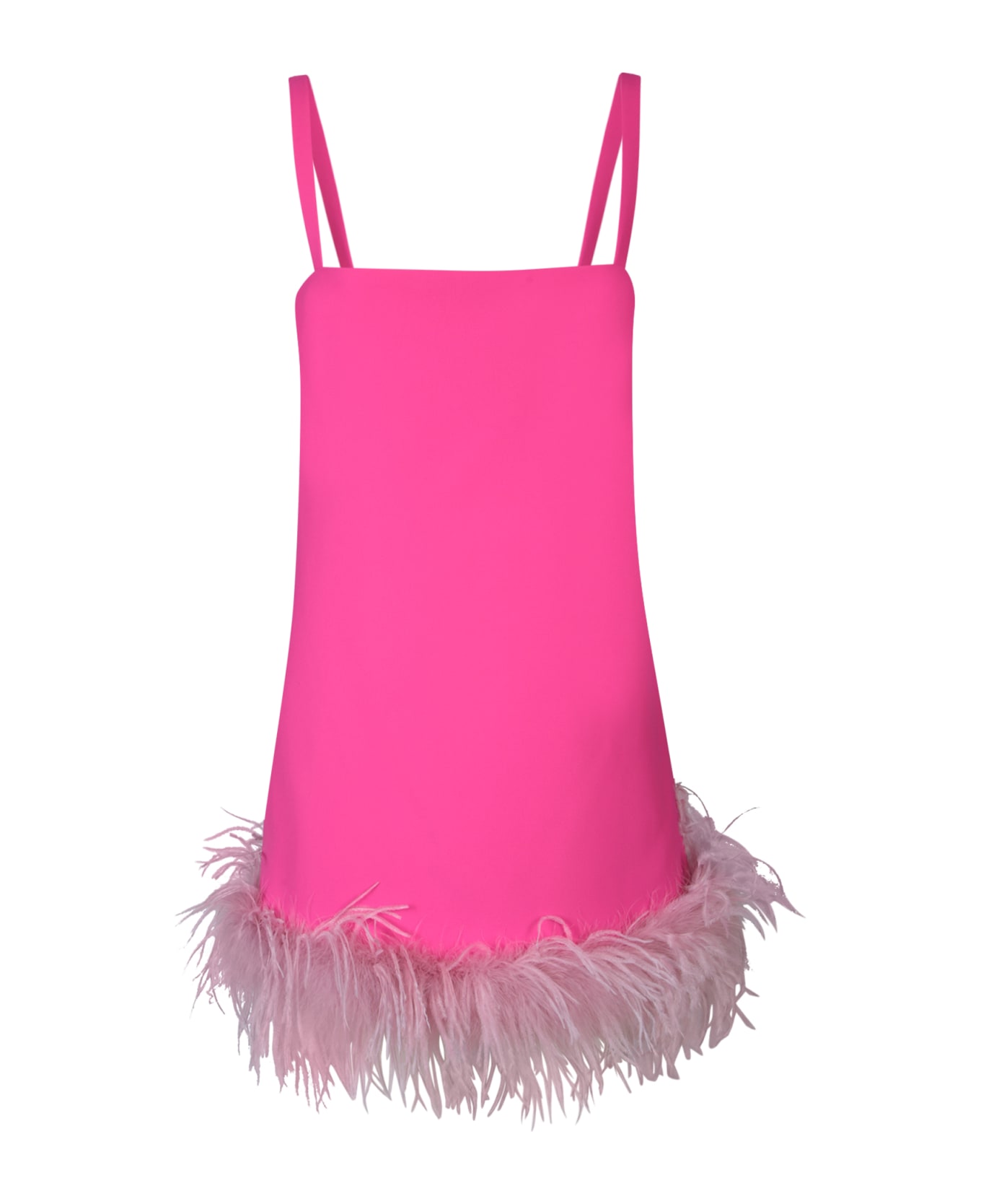Pinko Mini Pink Dress With Tonal Feathers Trim In Tech Fabric Woman - Pink
