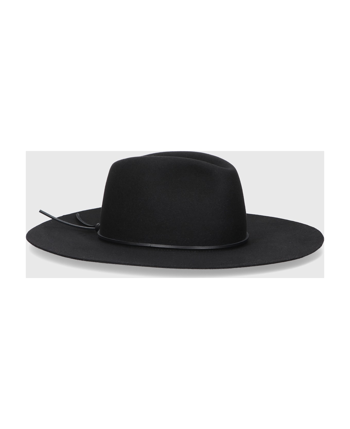 Borsalino Heath Alessandria Brushed Felt With Leather Hatband - BLACK, TONE ON TONE HATBAND