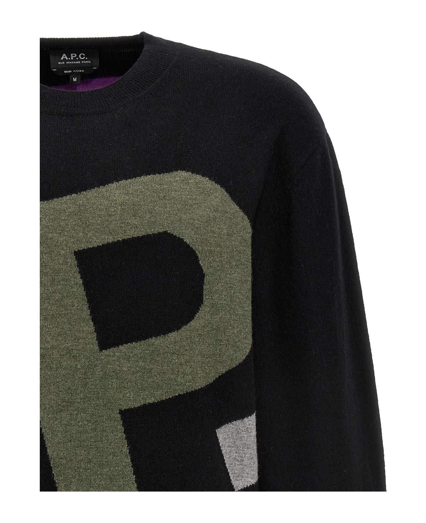 A.P.C. Logo All Over Sweater - BLACK フリース
